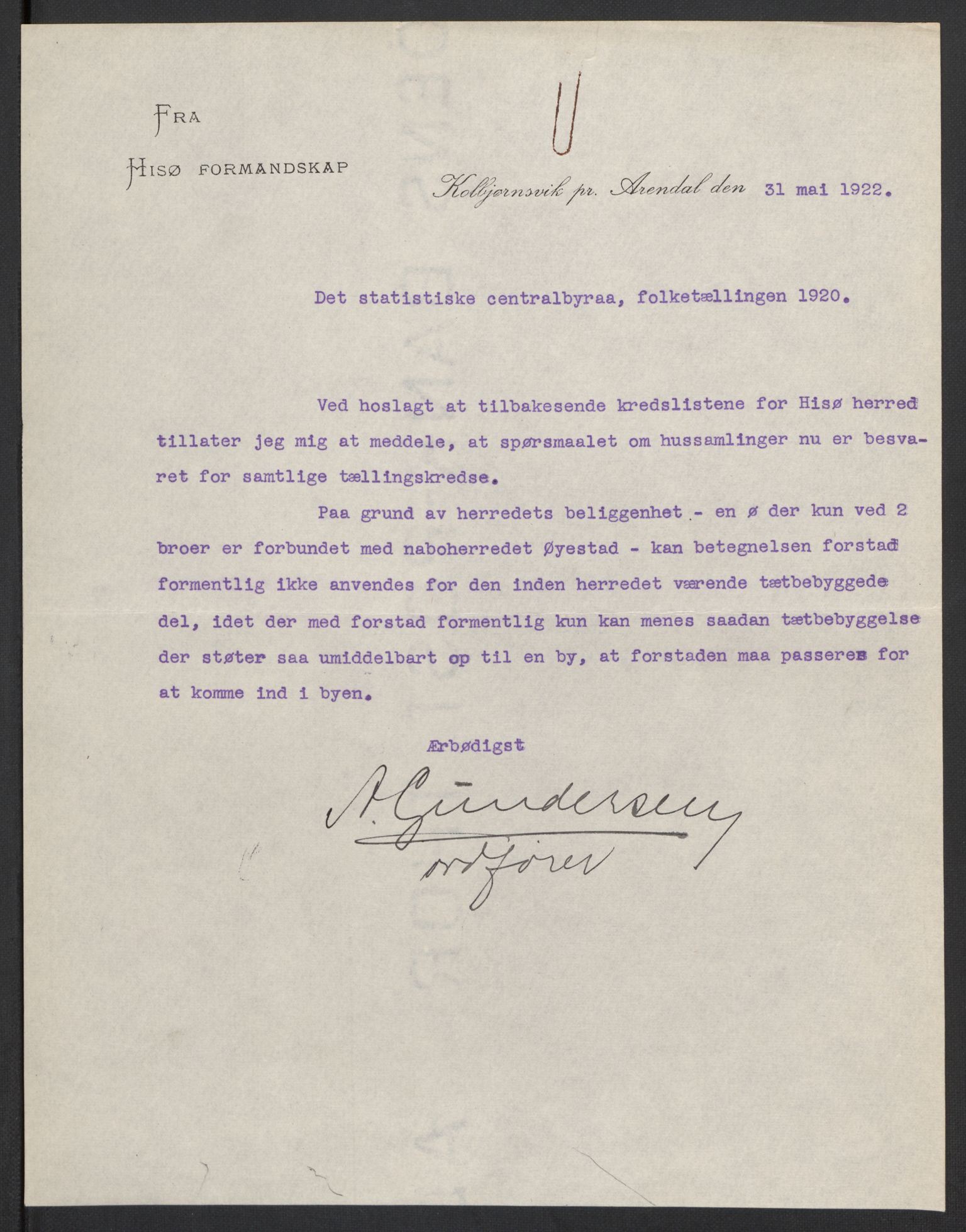 SAK, 1920 census for Hisøy, 1920, p. 3