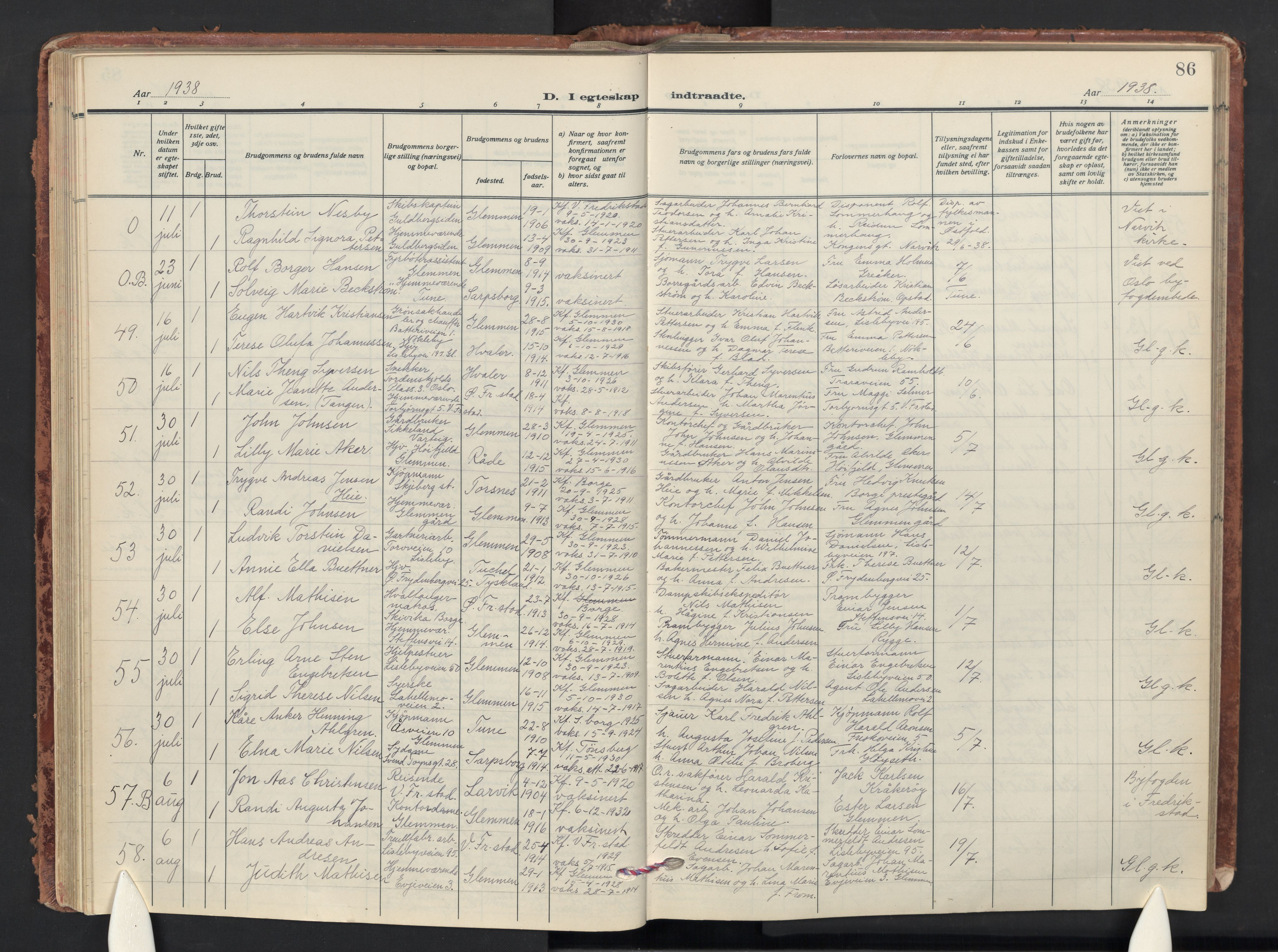 Glemmen prestekontor Kirkebøker, AV/SAO-A-10908/G/Ga/L0010: Parish register (copy) no. 10, 1928-1951, p. 86