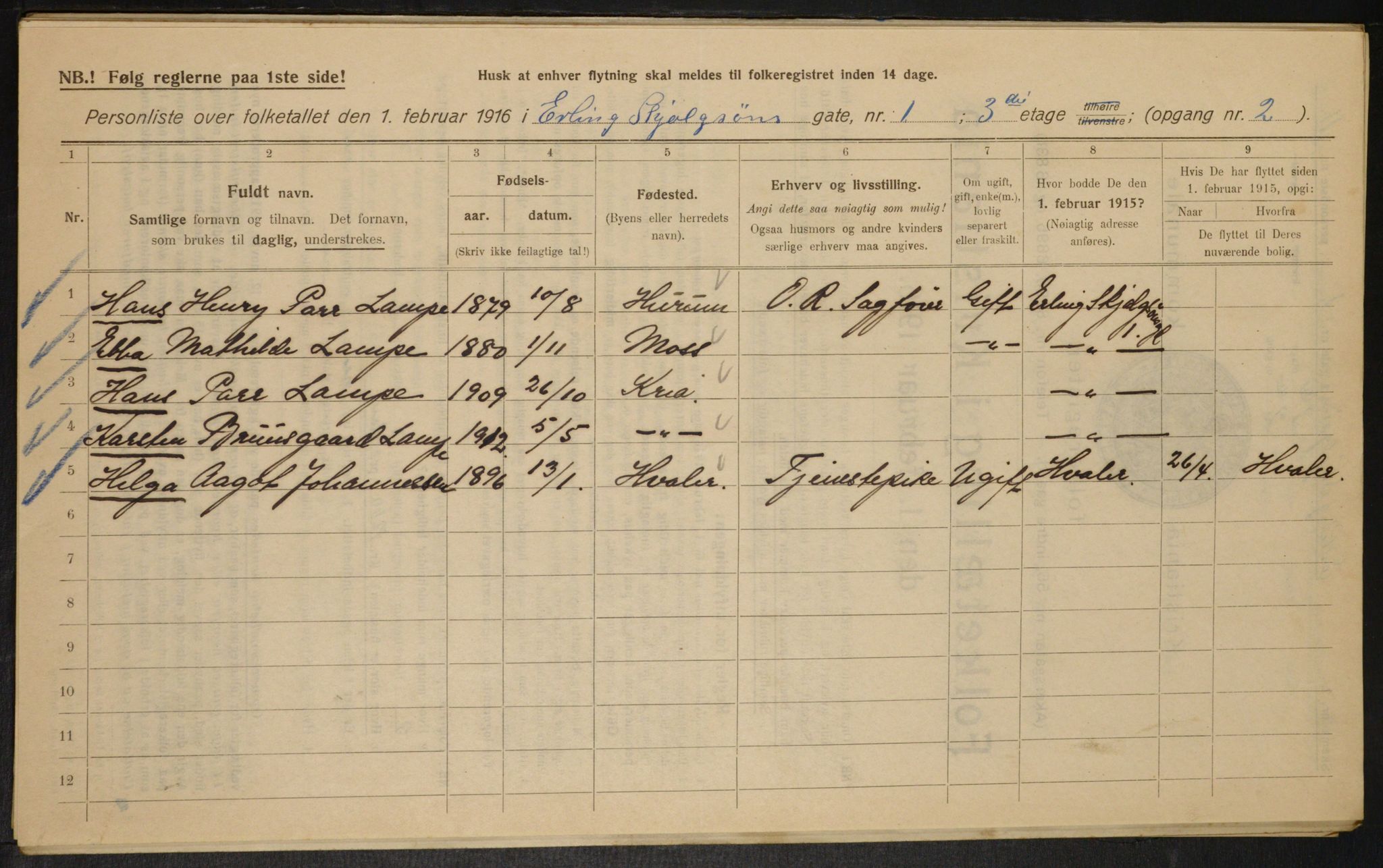 OBA, Municipal Census 1916 for Kristiania, 1916, p. 22404