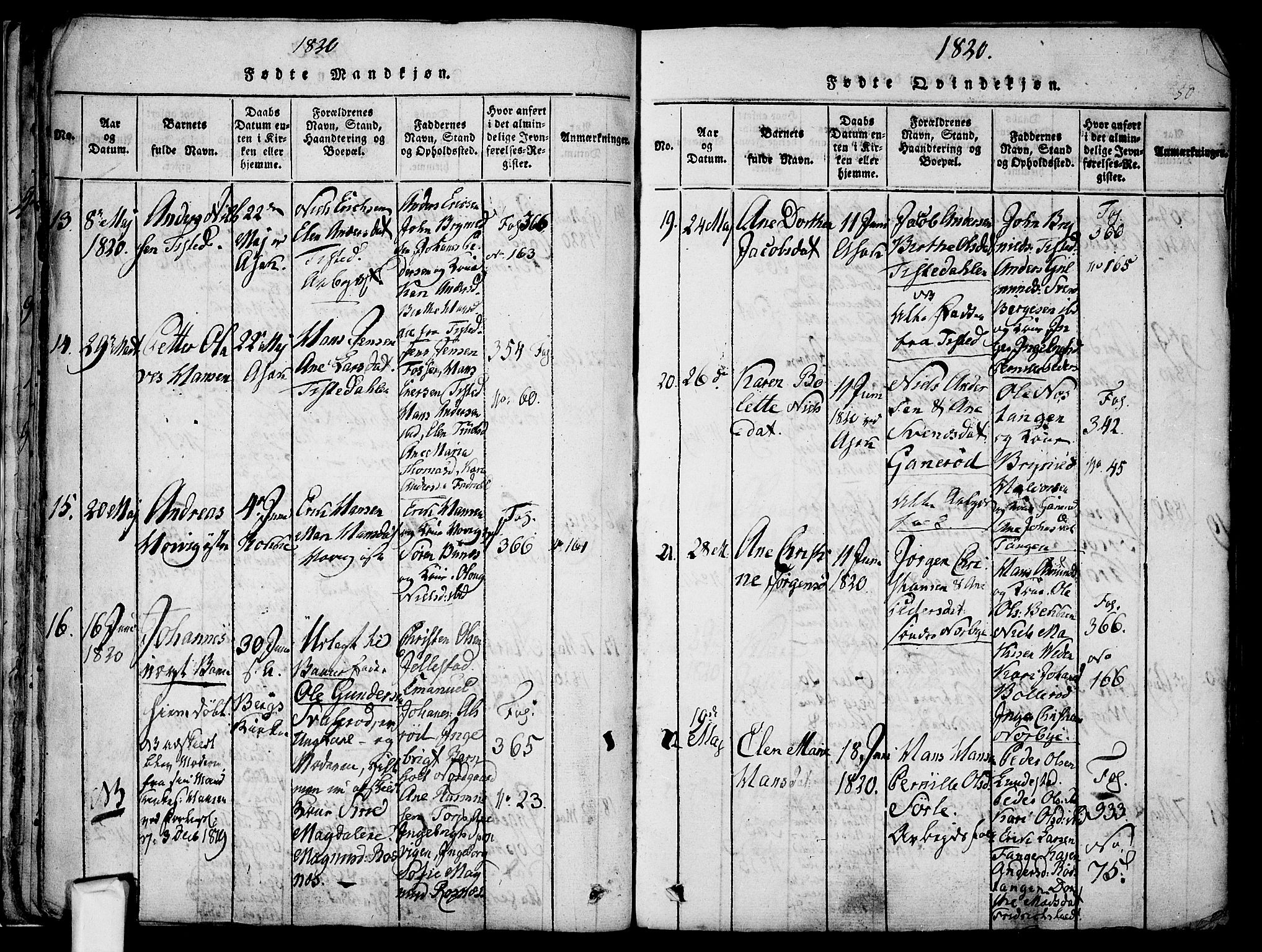 Berg prestekontor Kirkebøker, AV/SAO-A-10902/F/Fa/L0002: Parish register (official) no. I 2, 1815-1831, p. 50