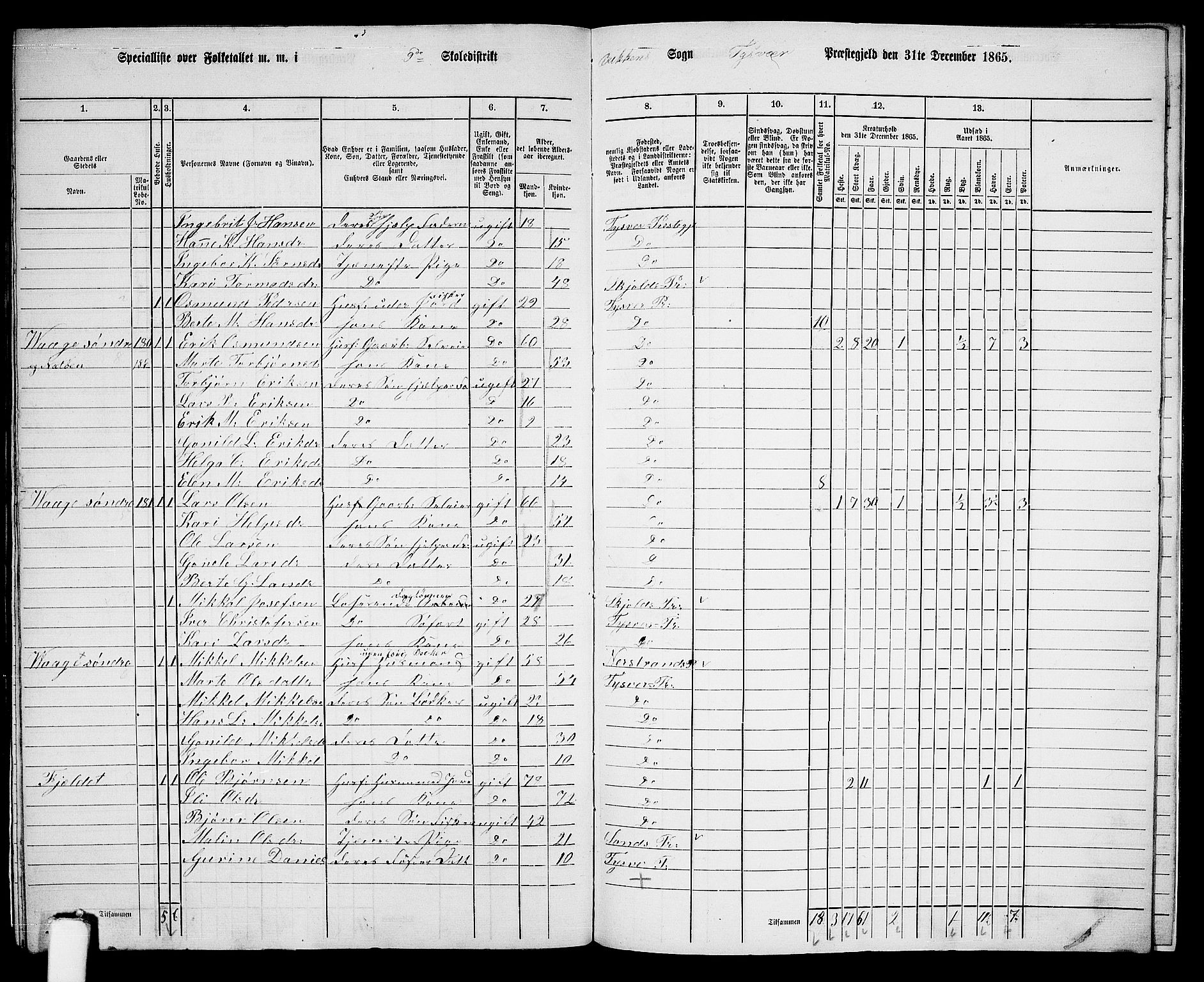 RA, 1865 census for Tysvær, 1865, p. 141