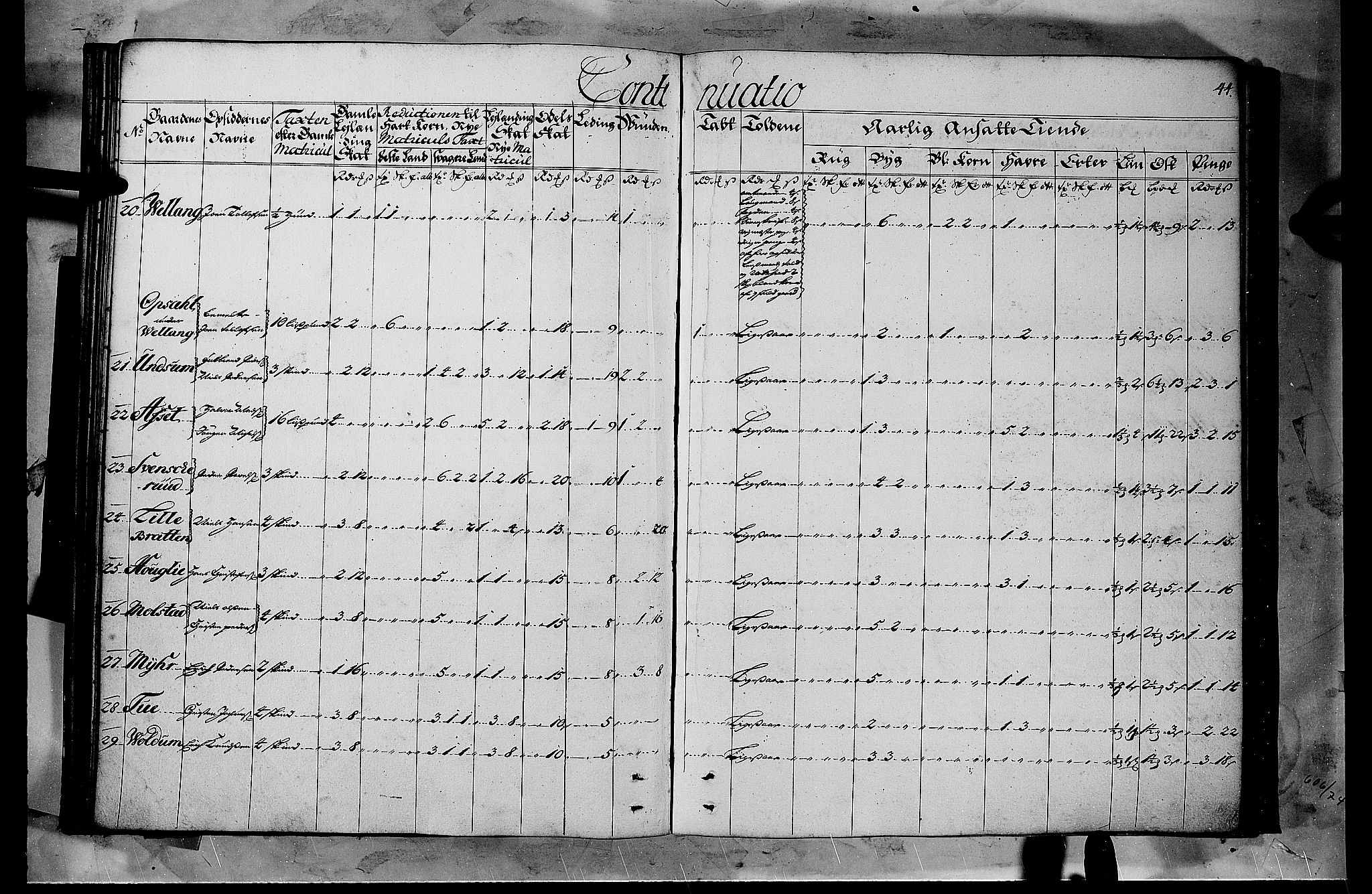 Rentekammeret inntil 1814, Realistisk ordnet avdeling, AV/RA-EA-4070/N/Nb/Nbf/L0103b: Hedmark matrikkelprotokoll, 1723, p. 44b-45a