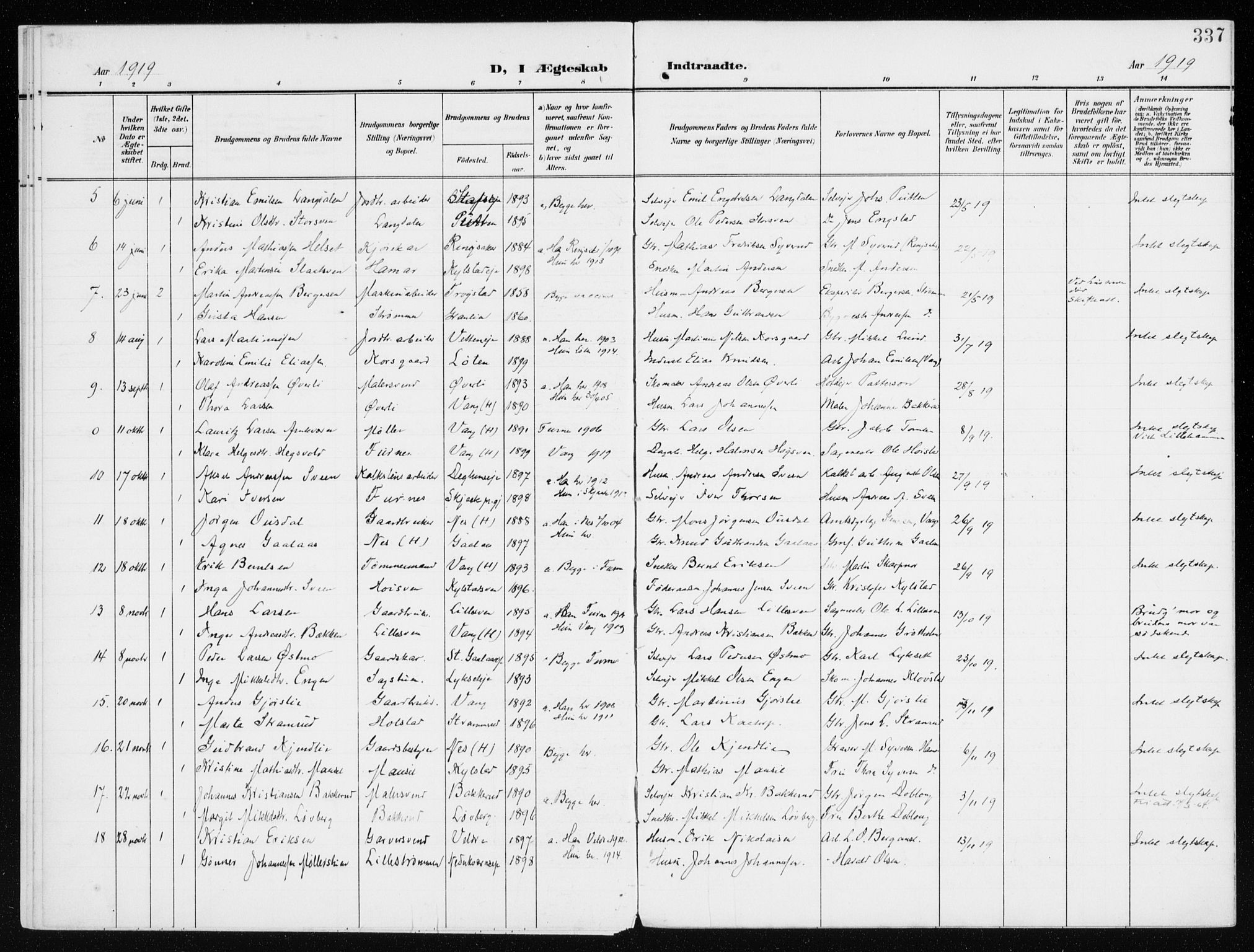 Furnes prestekontor, SAH/PREST-012/K/Ka/L0001: Parish register (official) no. 1, 1907-1935, p. 337