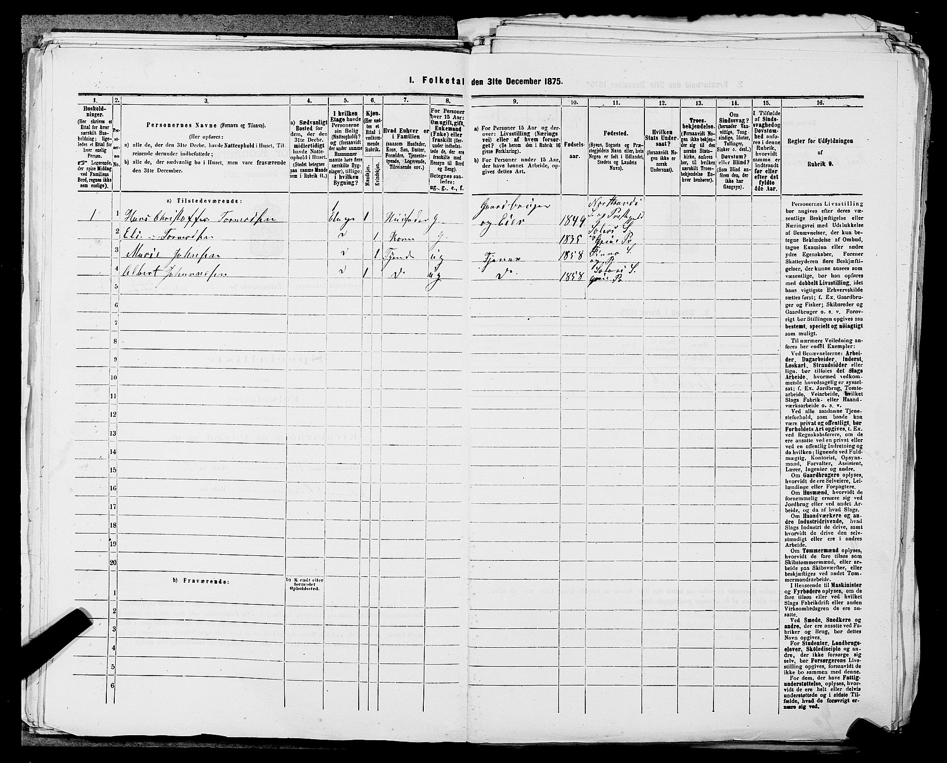 SAST, 1875 census for 1103 Stavanger, 1875, p. 960