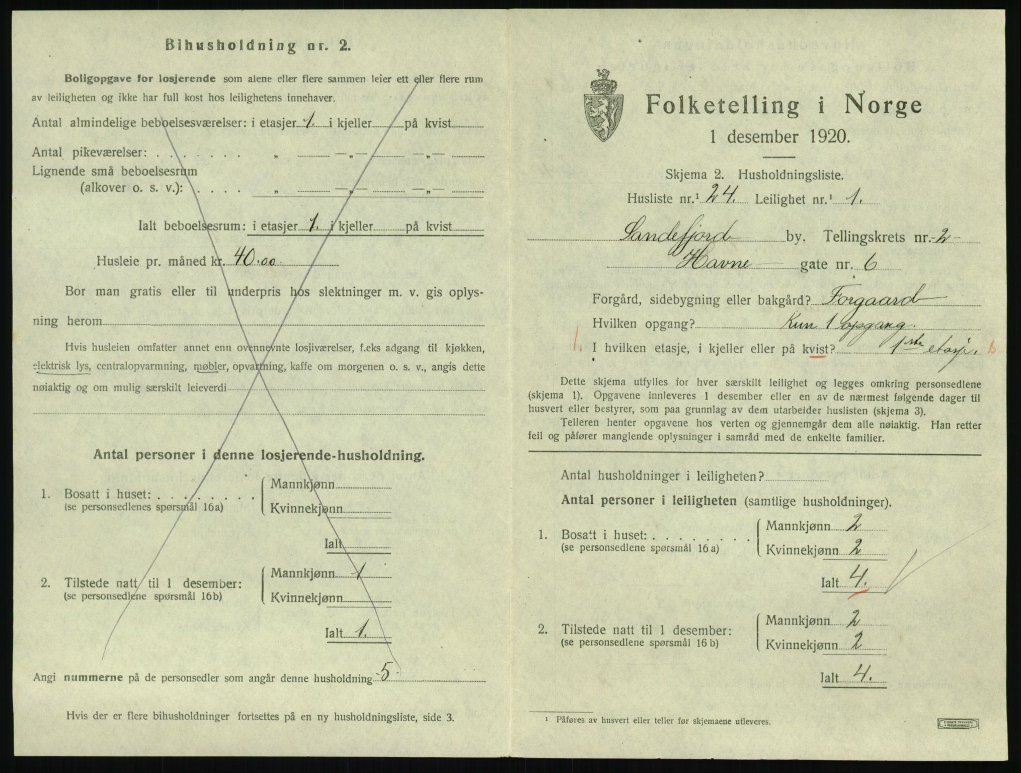 SAKO, 1920 census for Sandefjord, 1920, p. 1738