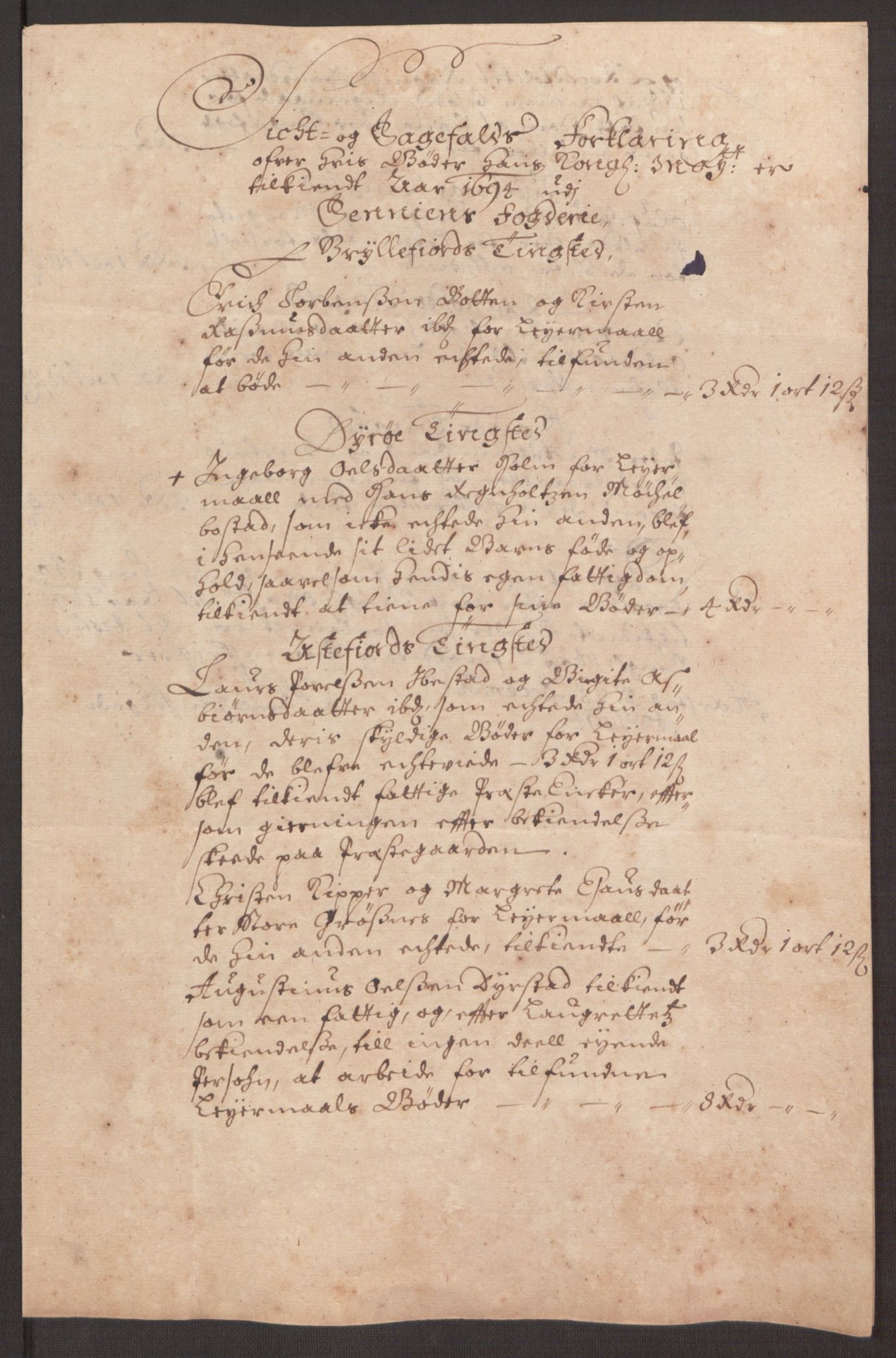 Rentekammeret inntil 1814, Reviderte regnskaper, Fogderegnskap, AV/RA-EA-4092/R68/L4753: Fogderegnskap Senja og Troms, 1694-1696, p. 65