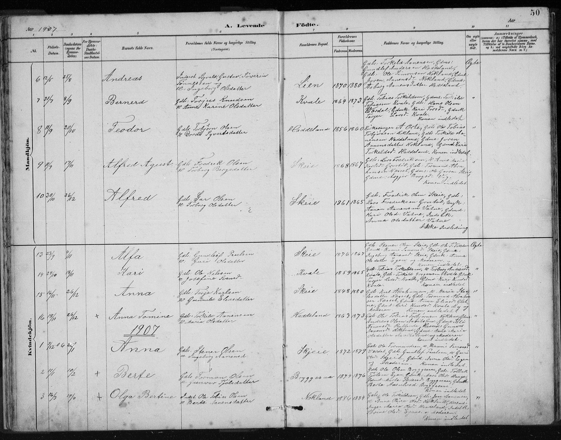 Hægebostad sokneprestkontor, SAK/1111-0024/F/Fb/Fbb/L0003: Parish register (copy) no. B 3, 1887-1937, p. 50