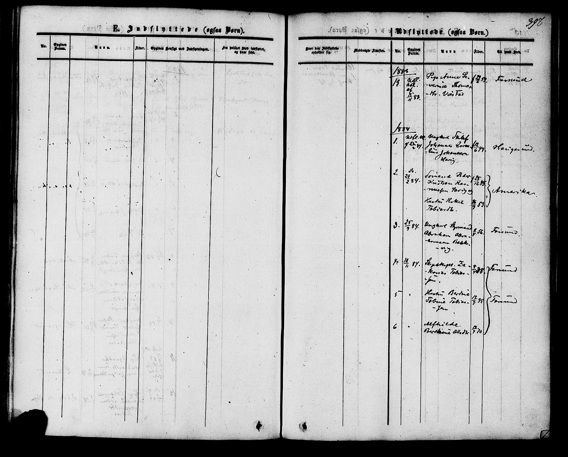 Herad sokneprestkontor, SAK/1111-0018/F/Fa/Fab/L0004: Parish register (official) no. A 4, 1853-1885, p. 398