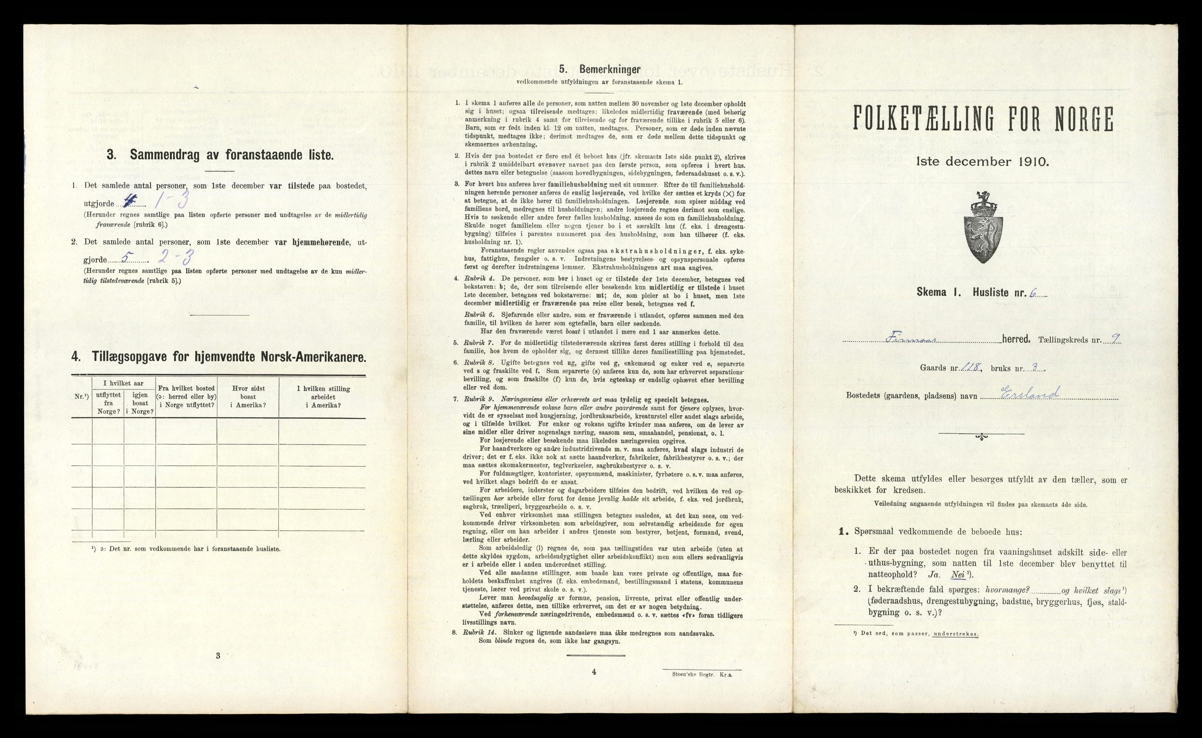 RA, 1910 census for Finnås, 1910, p. 1000