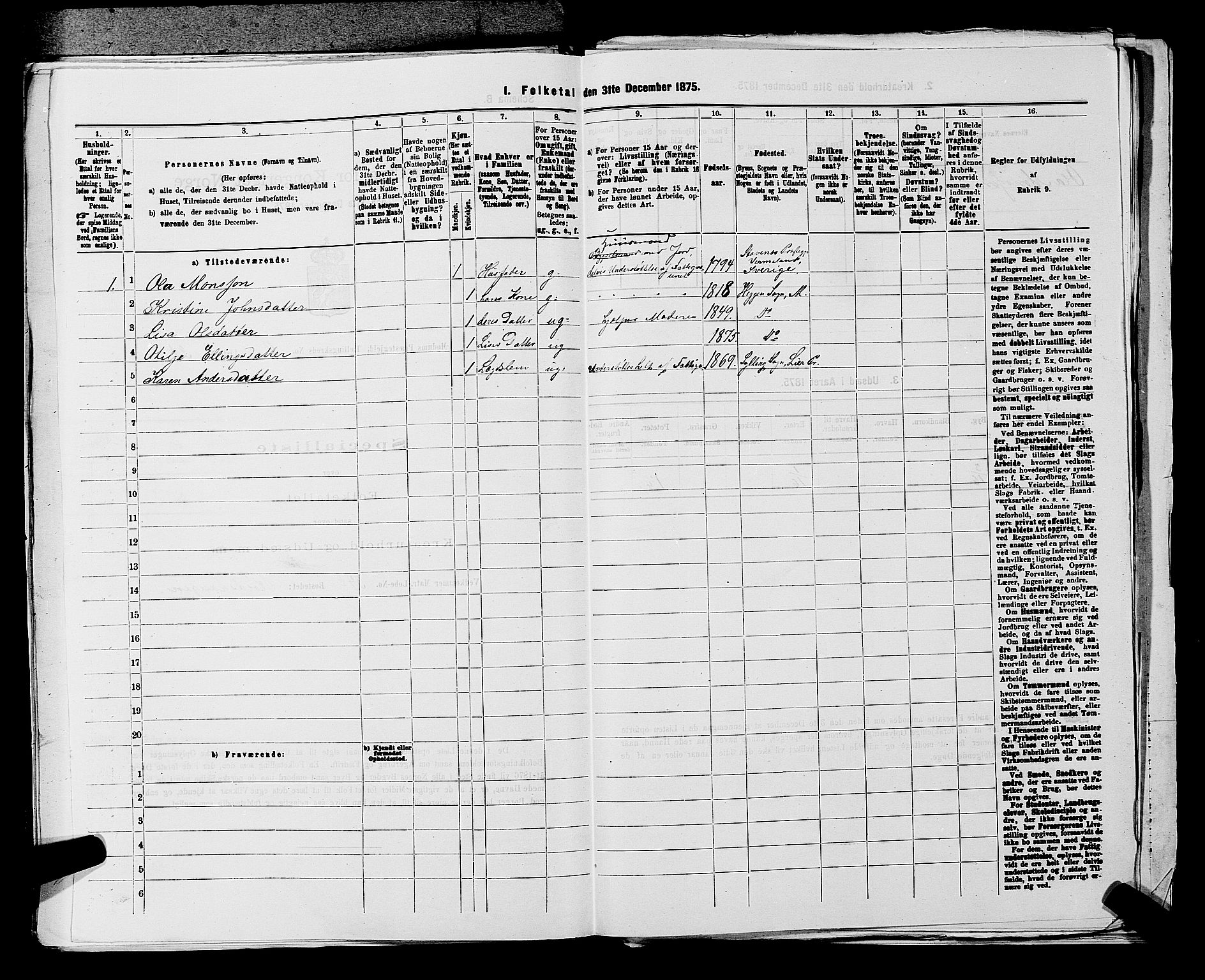 SAKO, 1875 census for 0623P Modum, 1875, p. 295