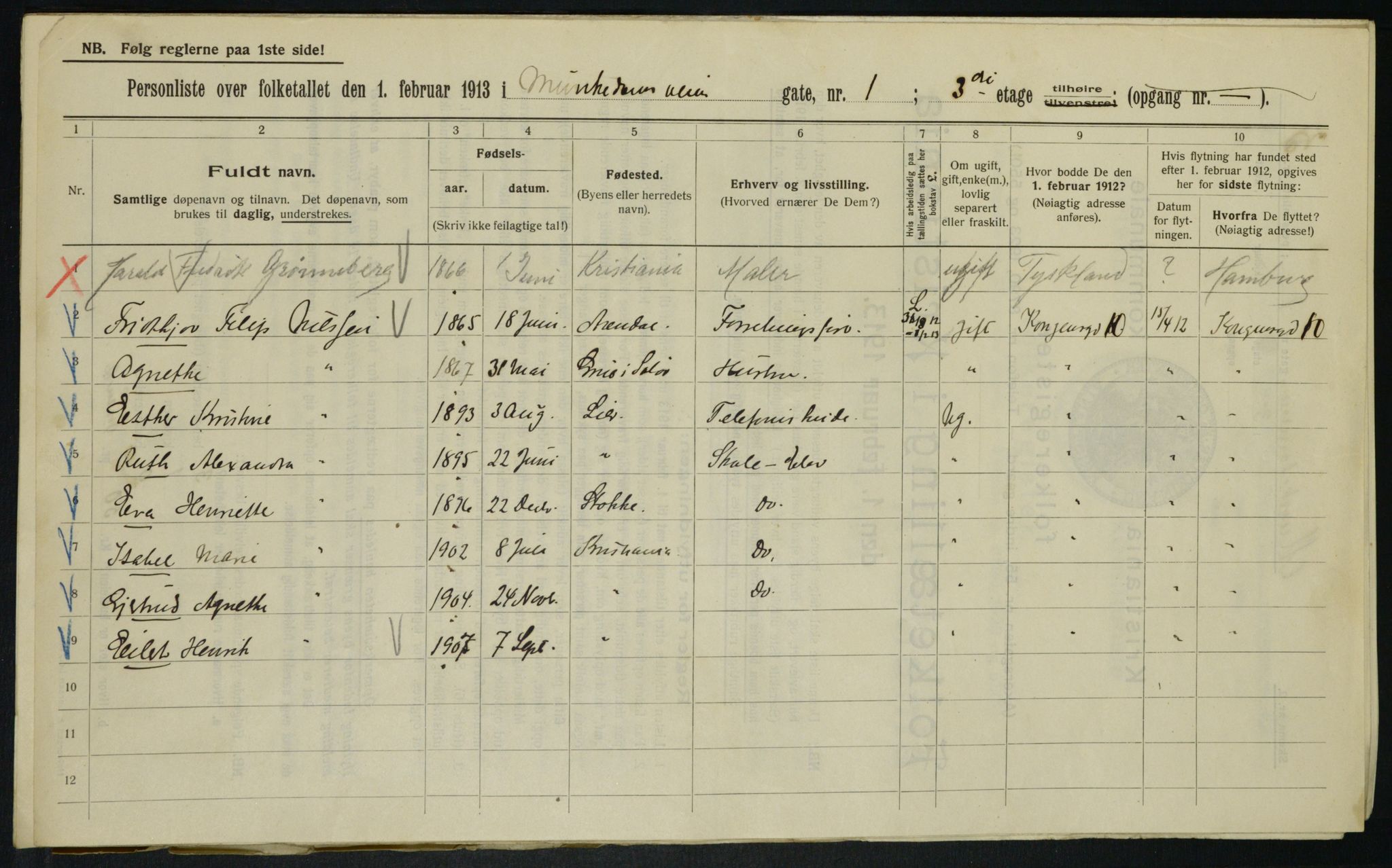 OBA, Municipal Census 1913 for Kristiania, 1913, p. 66633