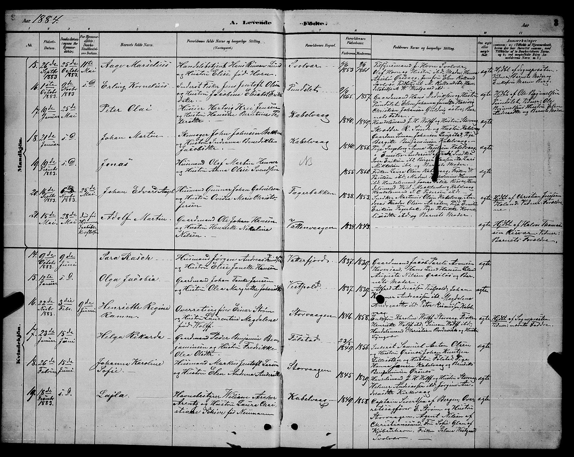 Ministerialprotokoller, klokkerbøker og fødselsregistre - Nordland, AV/SAT-A-1459/874/L1076: Parish register (copy) no. 874C05, 1884-1890, p. 3