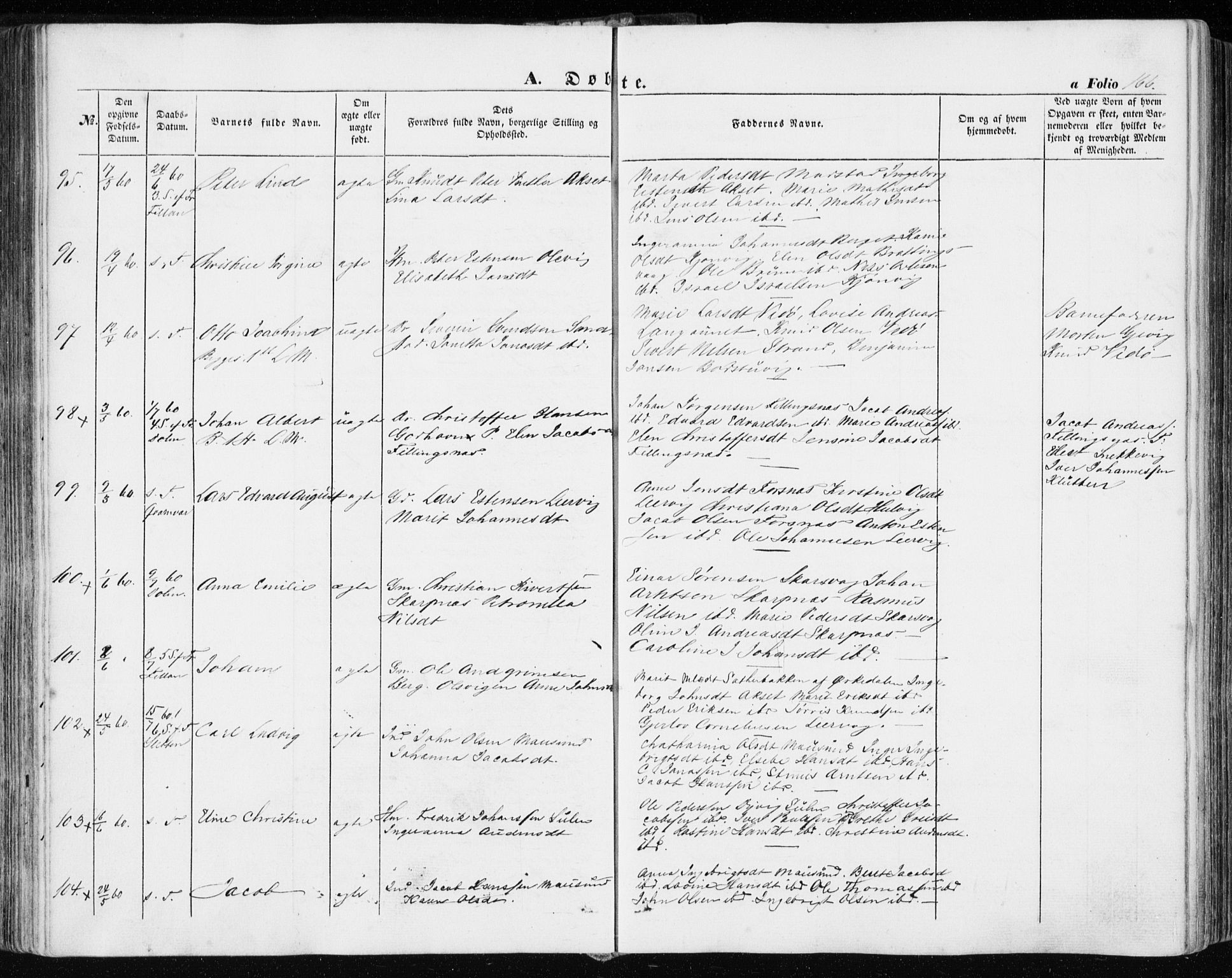 Ministerialprotokoller, klokkerbøker og fødselsregistre - Sør-Trøndelag, AV/SAT-A-1456/634/L0530: Parish register (official) no. 634A06, 1852-1860, p. 166