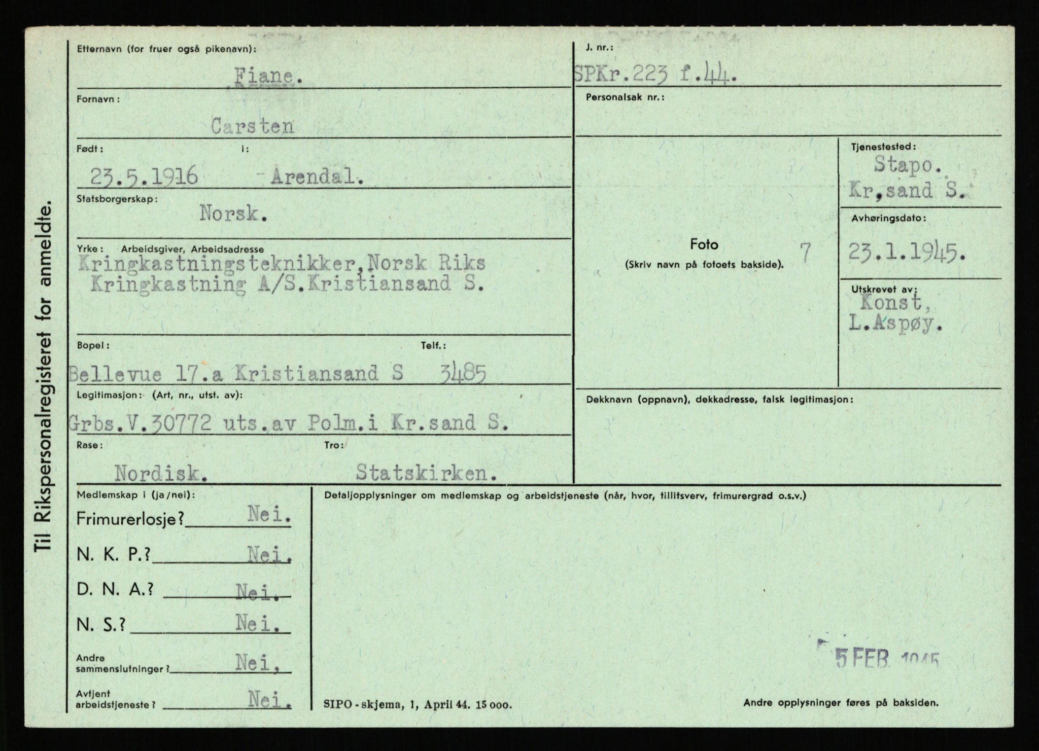 Statspolitiet - Hovedkontoret / Osloavdelingen, AV/RA-S-1329/C/Ca/L0004: Eid - funn av gjenstander	, 1943-1945, p. 2907