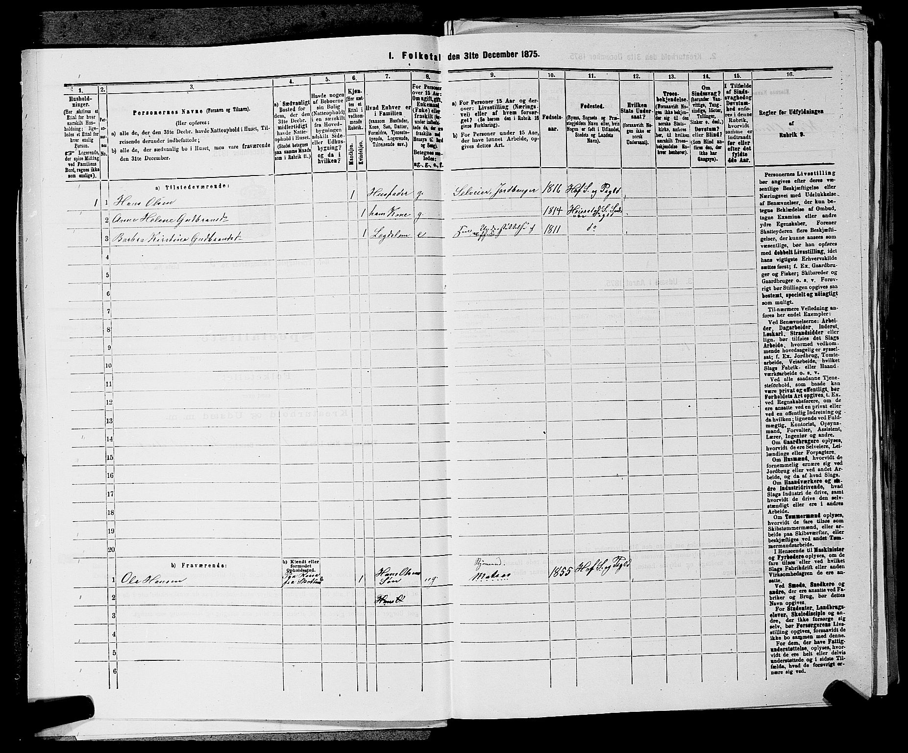 SAKO, 1875 census for 0714P Hof, 1875, p. 270