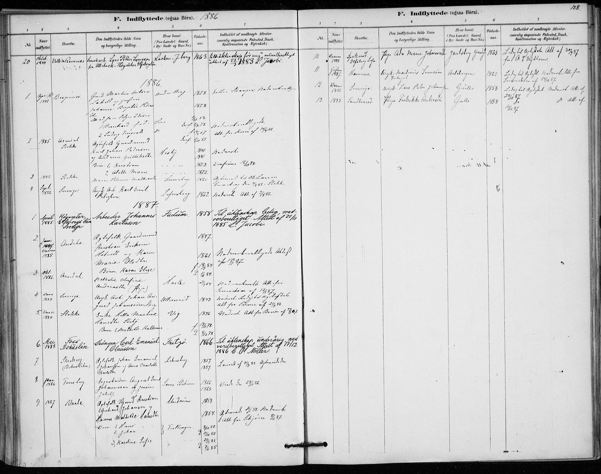 Sem kirkebøker, AV/SAKO-A-5/F/Fa/L0010: Parish register (official) no. I 10, 1878-1887, p. 128