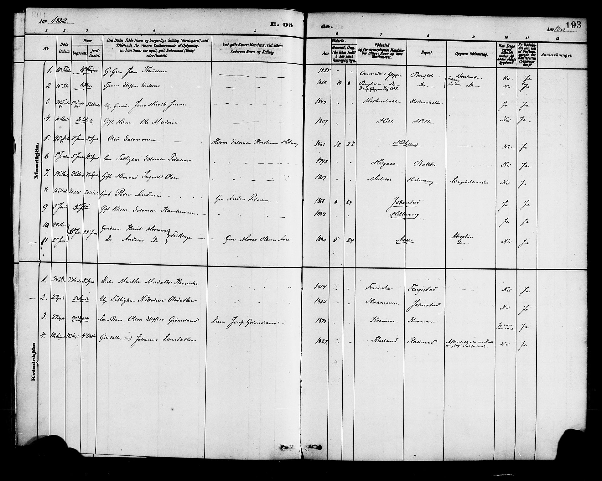 Førde sokneprestembete, AV/SAB-A-79901/H/Haa/Haad/L0001: Parish register (official) no. D 1, 1881-1898, p. 193