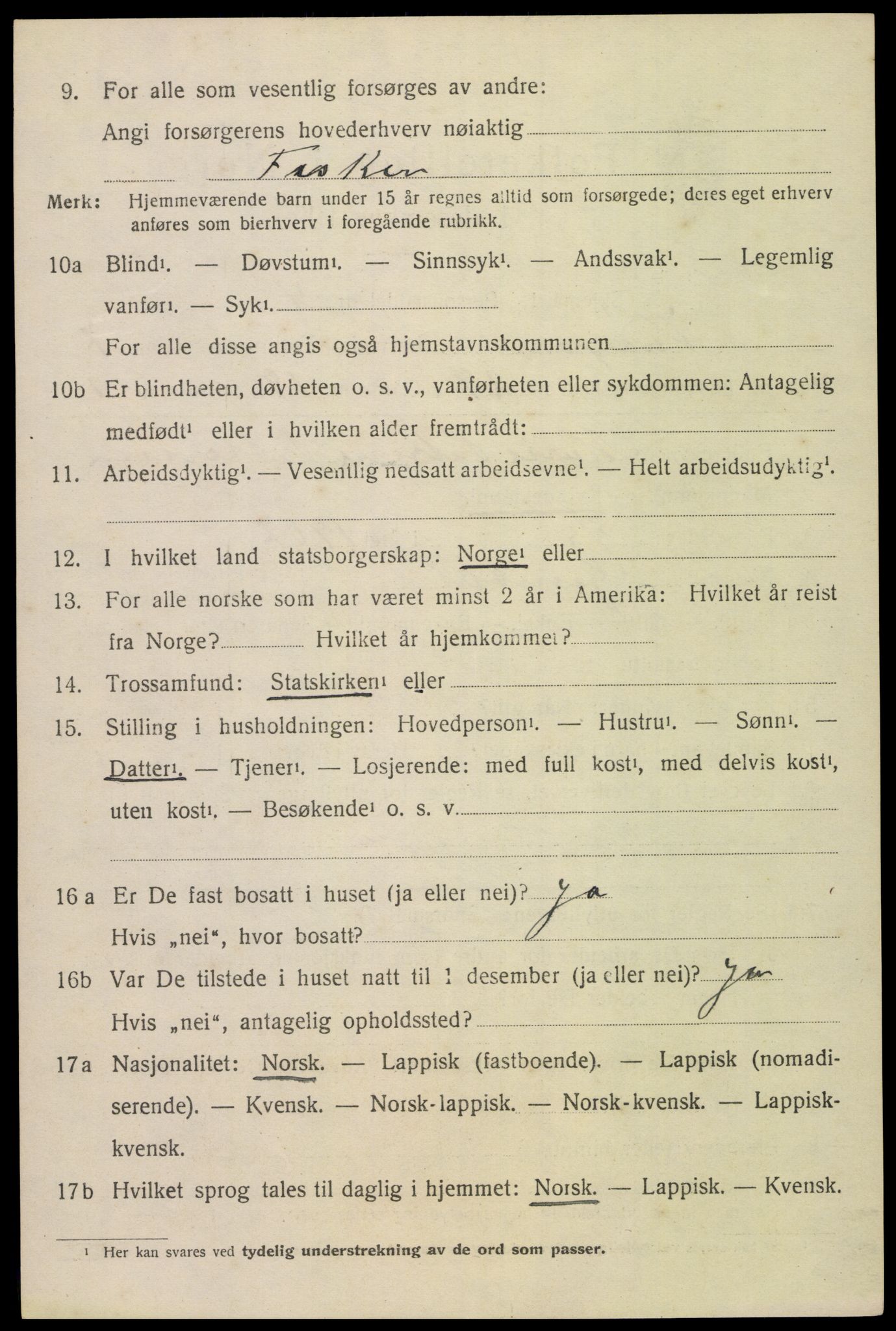 SAT, 1920 census for Vågan, 1920, p. 6754