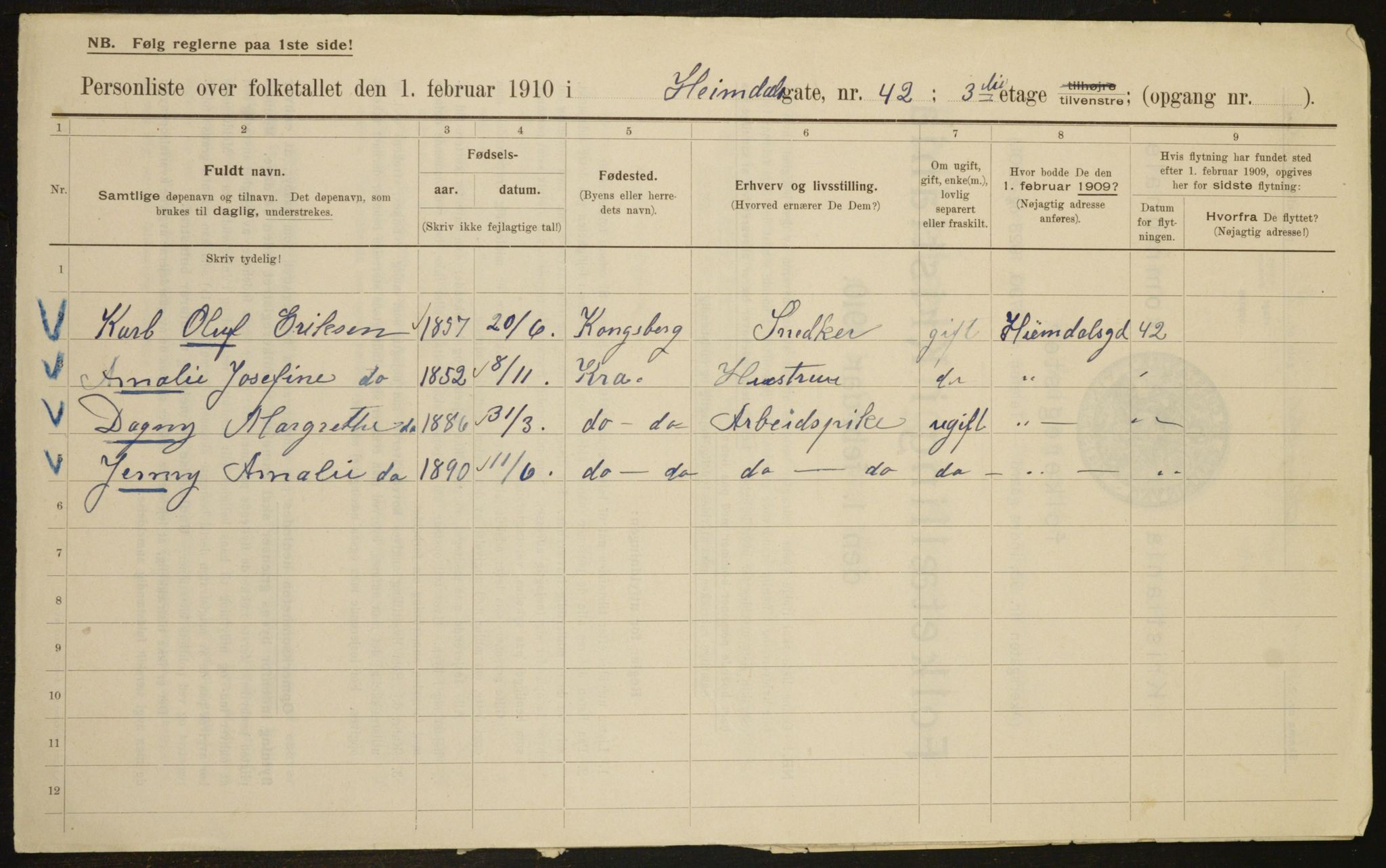 OBA, Municipal Census 1910 for Kristiania, 1910, p. 36267