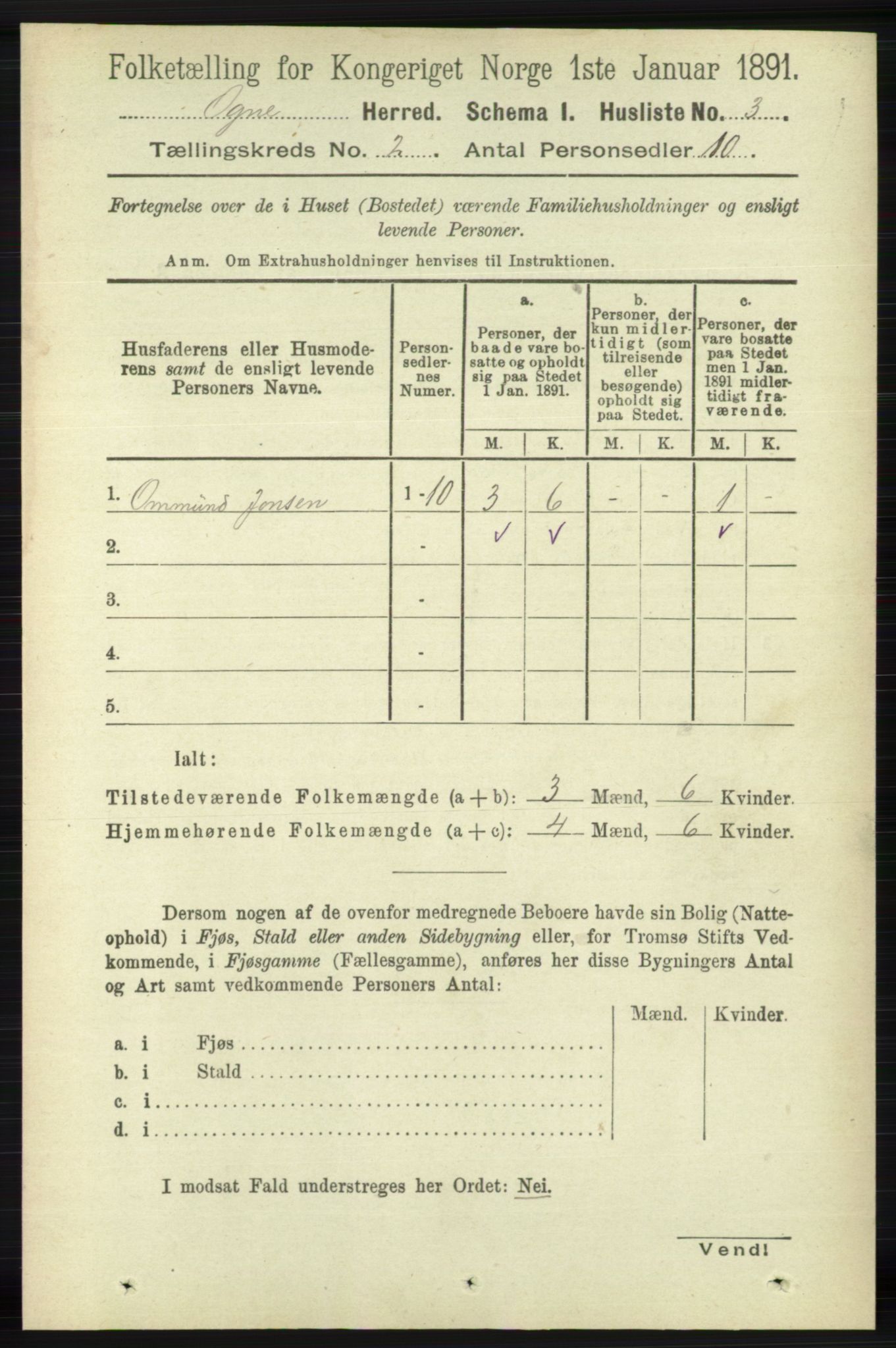 RA, 1891 census for 1117 Ogna, 1891, p. 672