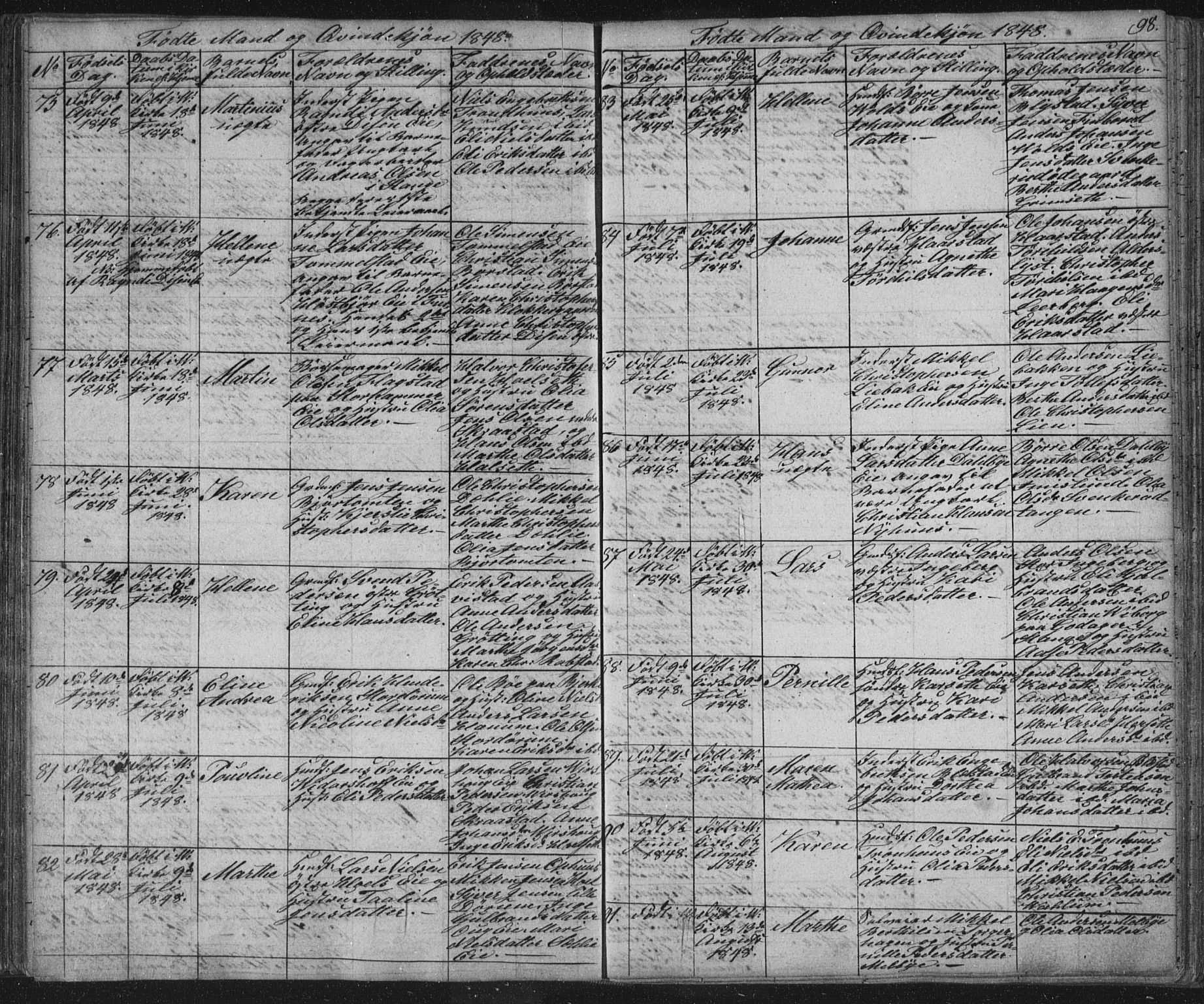 Vang prestekontor, Hedmark, AV/SAH-PREST-008/H/Ha/Hab/L0008: Parish register (copy) no. 8, 1832-1854, p. 98