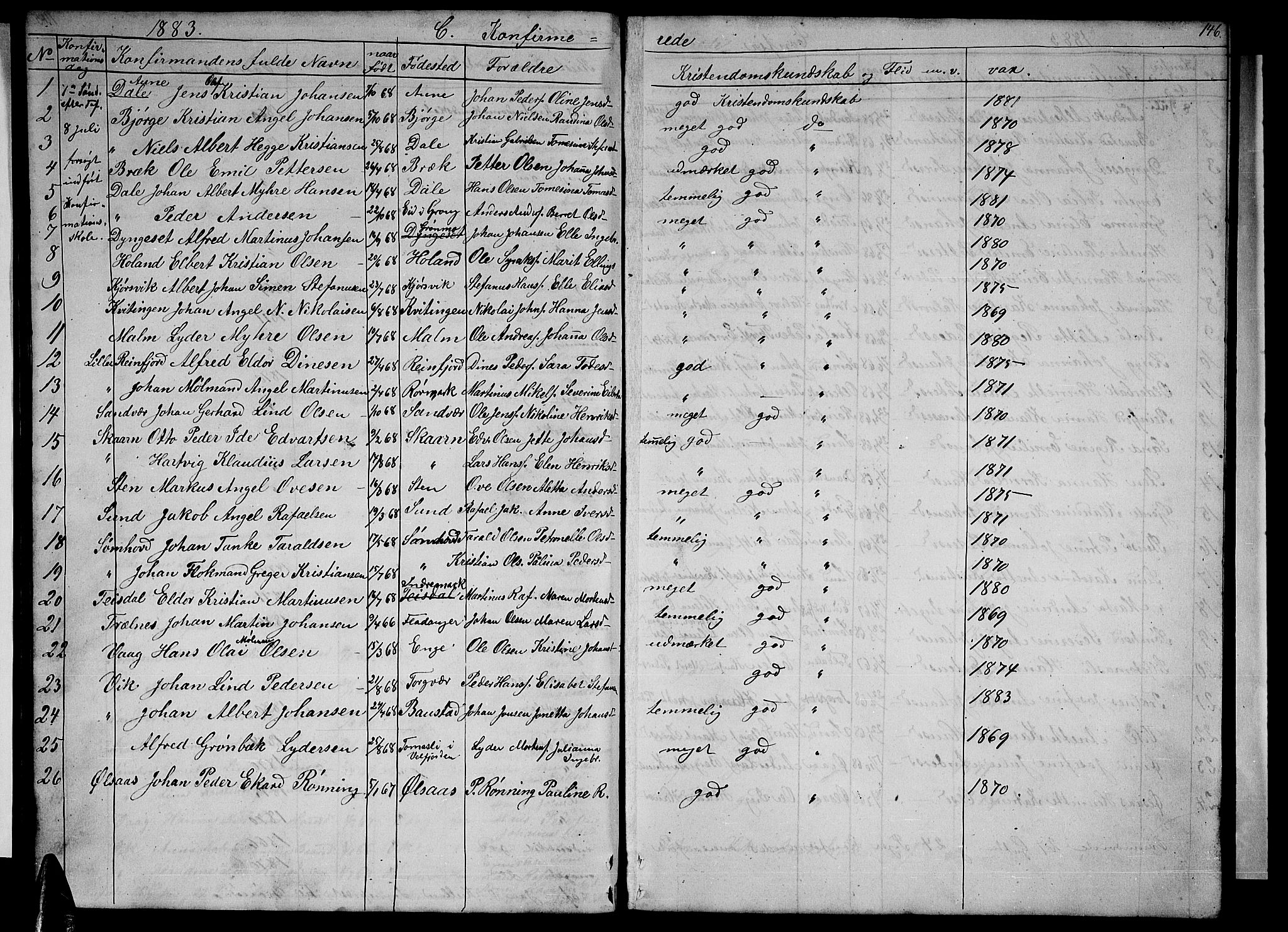 Ministerialprotokoller, klokkerbøker og fødselsregistre - Nordland, SAT/A-1459/812/L0187: Parish register (copy) no. 812C05, 1850-1883, p. 146