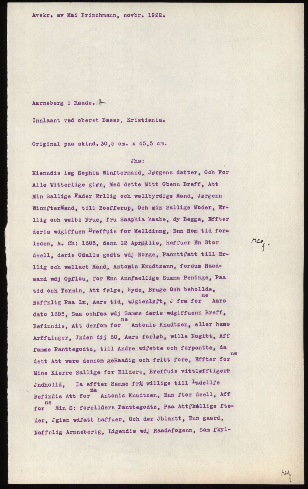 Samlinger til kildeutgivelse, Diplomavskriftsamlingen, RA/EA-4053/H/Ha, p. 23