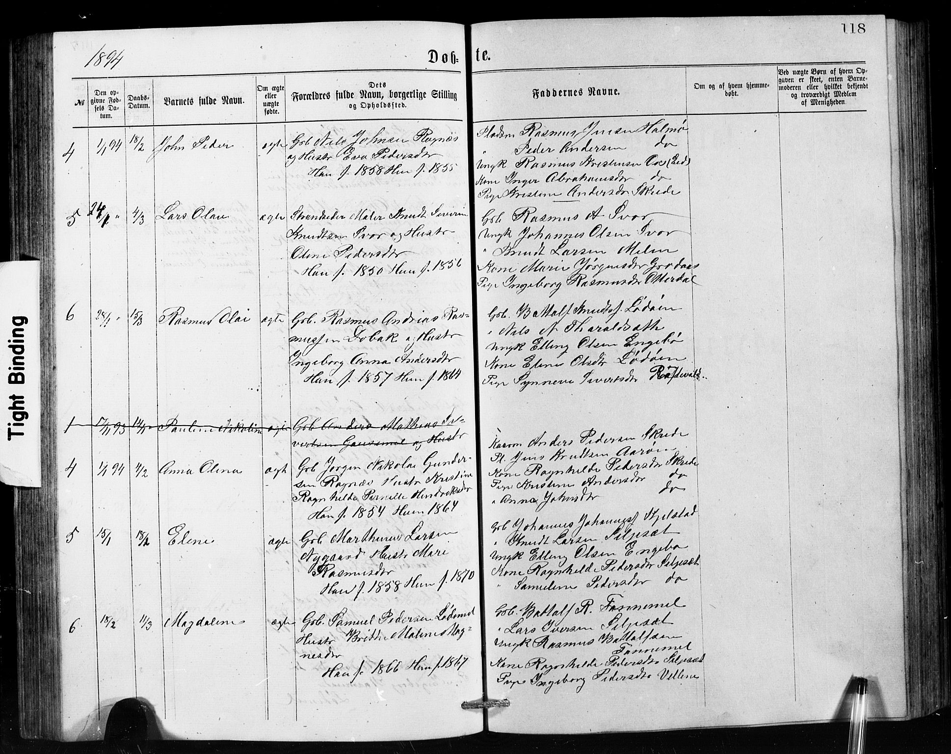 Hornindal sokneprestembete, SAB/A-82401/H/Hab: Parish register (copy) no. A 1, 1876-1894, p. 118