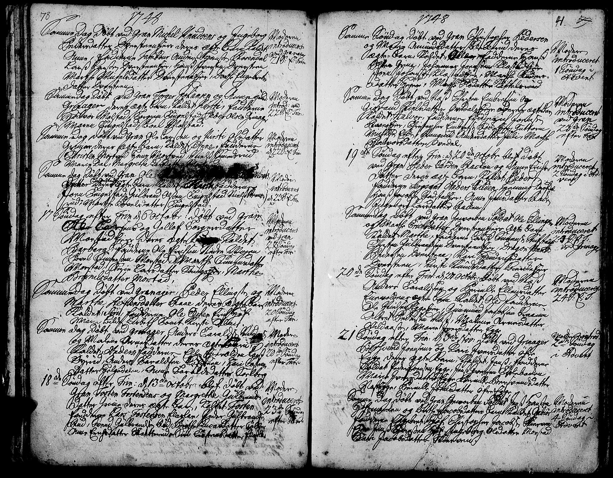 Gran prestekontor, SAH/PREST-112/H/Ha/Haa/L0003: Parish register (official) no. 3, 1745-1758, p. 41