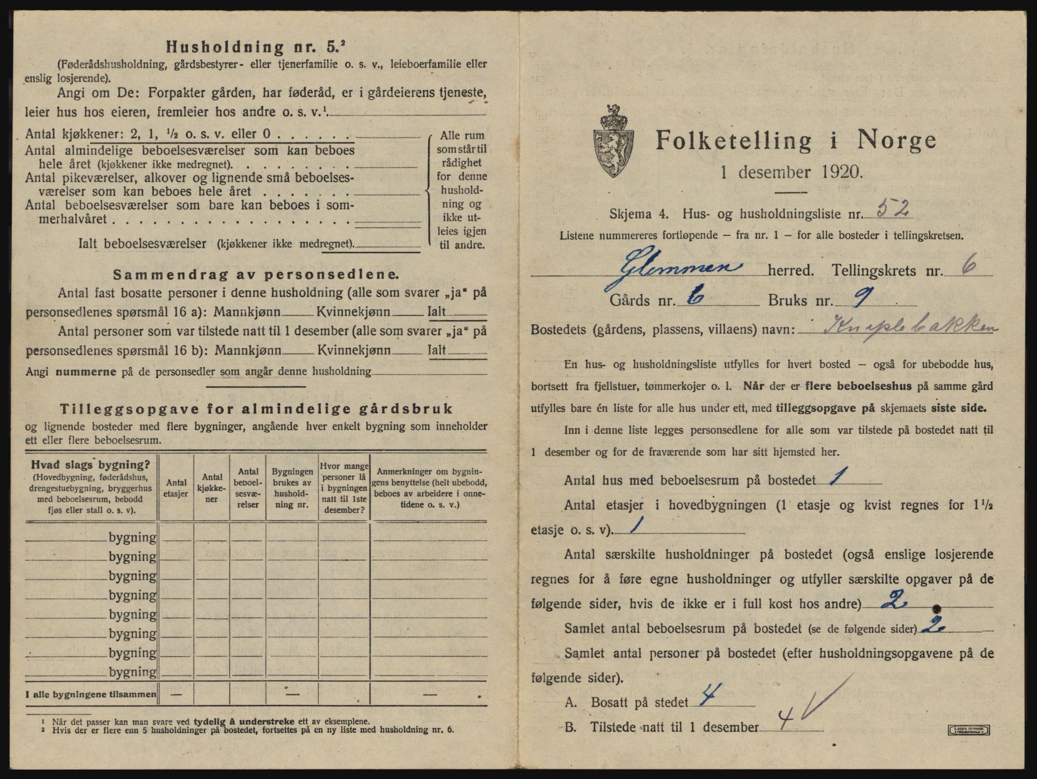 SAO, 1920 census for Glemmen, 1920, p. 2261