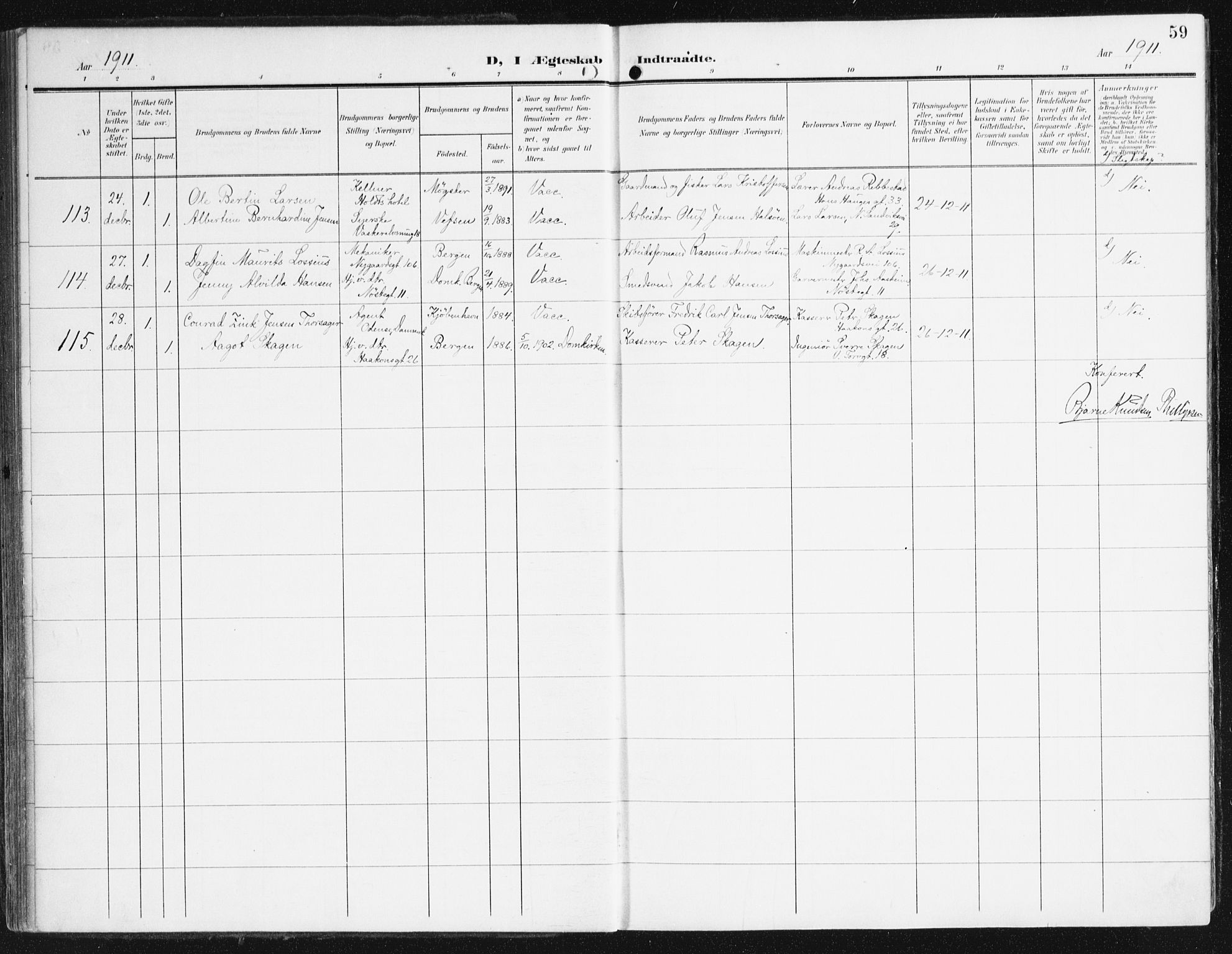 Domkirken sokneprestembete, AV/SAB-A-74801/H/Haa/L0038: Parish register (official) no. D 5, 1906-1921, p. 59