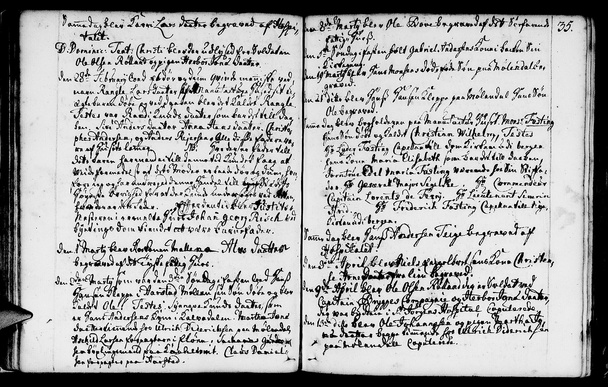 St. Jørgens hospital og Årstad sokneprestembete, AV/SAB-A-99934: Parish register (official) no. A 1, 1743-1823, p. 35