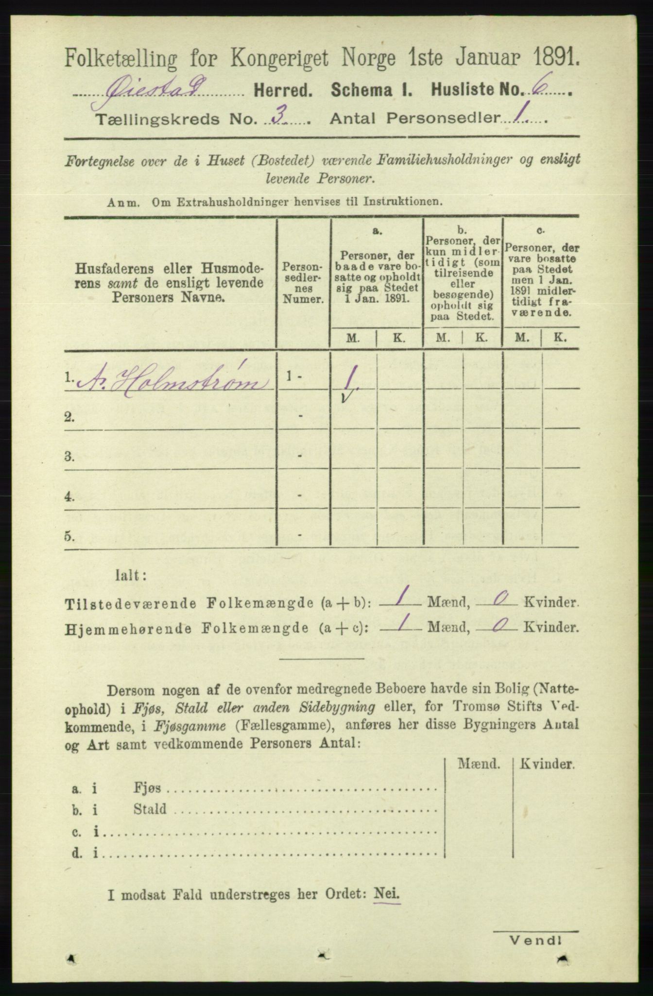 RA, 1891 census for 0920 Øyestad, 1891, p. 841