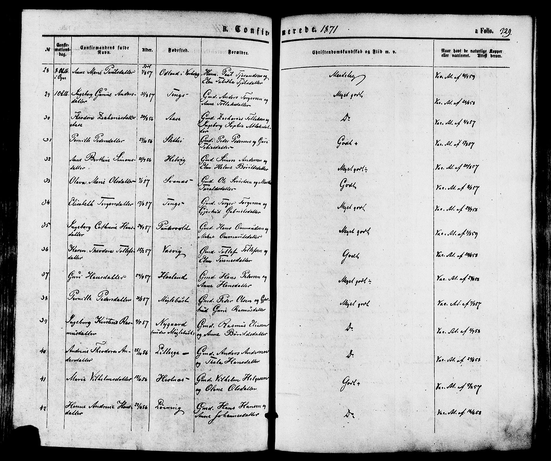 Eigersund sokneprestkontor, AV/SAST-A-101807/S08/L0014: Parish register (official) no. A 13, 1866-1878, p. 329