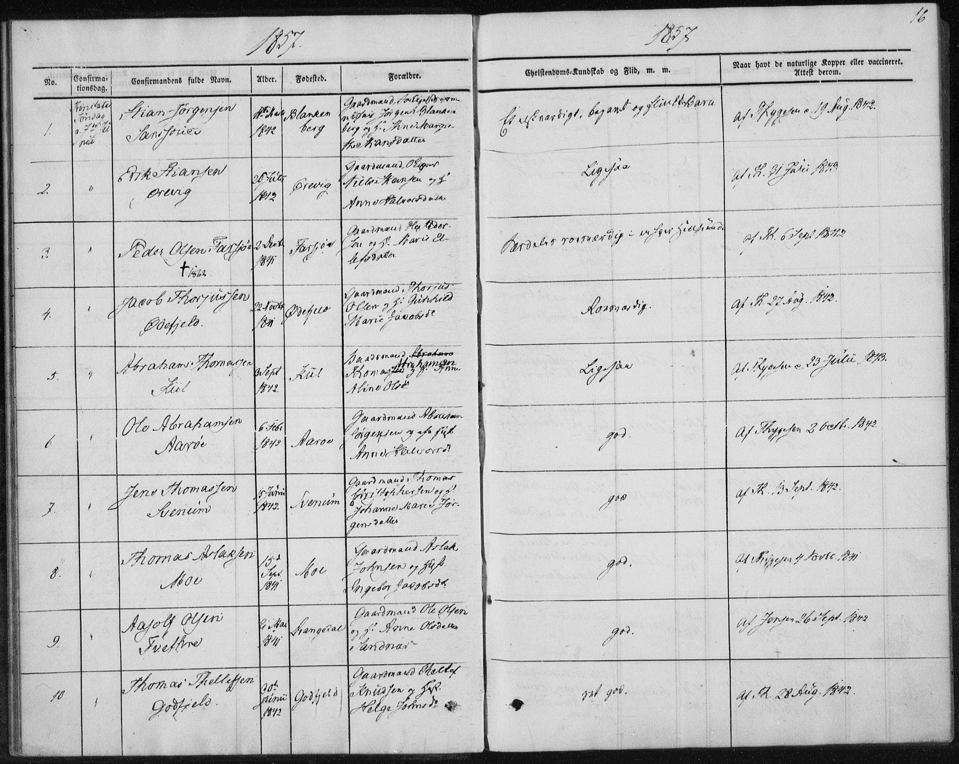 Sannidal kirkebøker, AV/SAKO-A-296/F/Fa/L0009: Parish register (official) no. 9, 1855-1873, p. 16