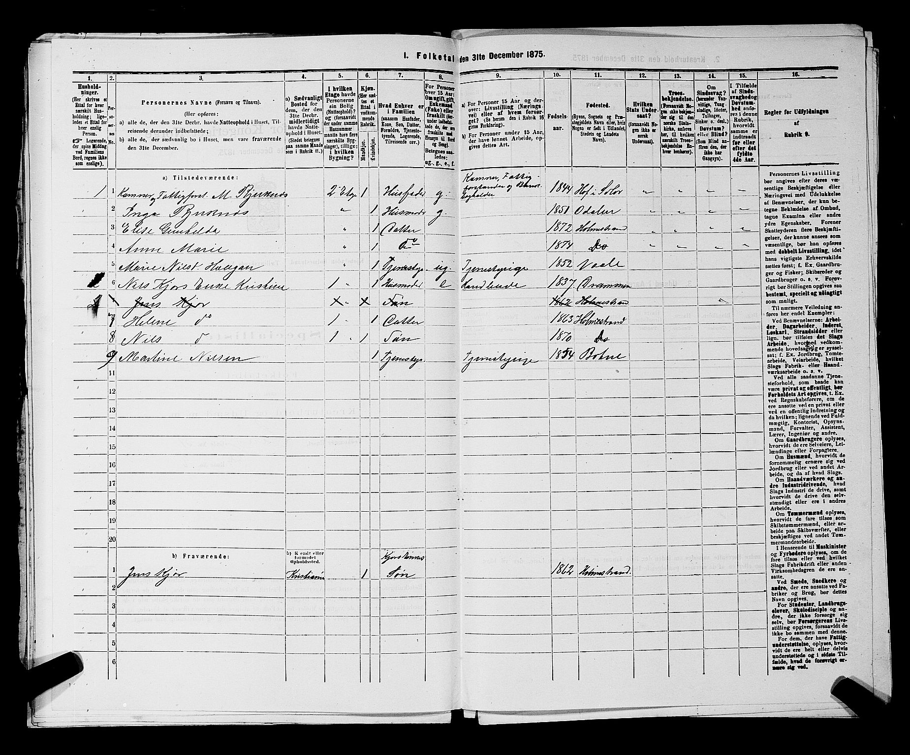 SAKO, 1875 census for 0702P Holmestrand, 1875, p. 156