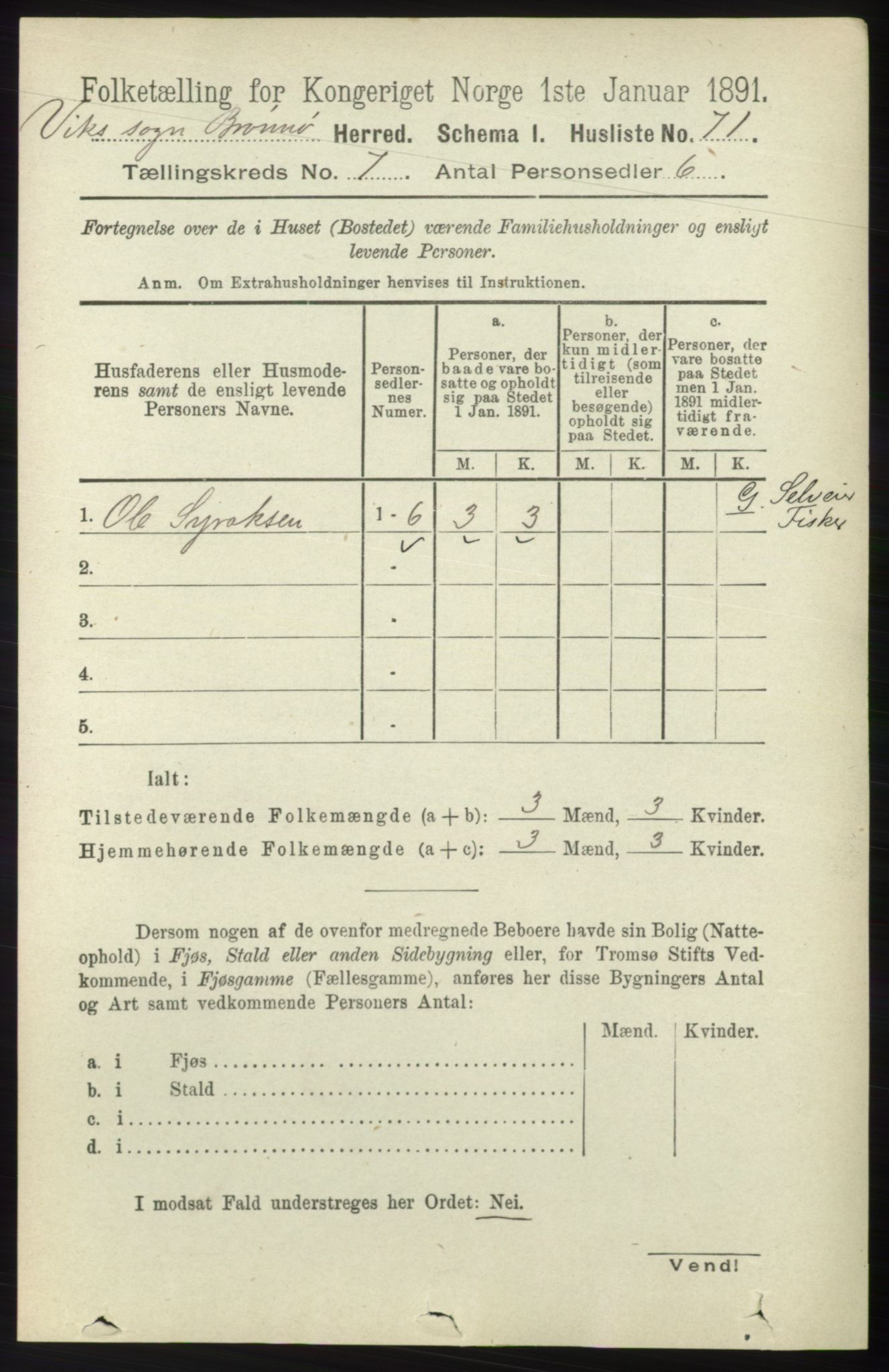 RA, 1891 census for 1814 Brønnøy, 1891, p. 3745