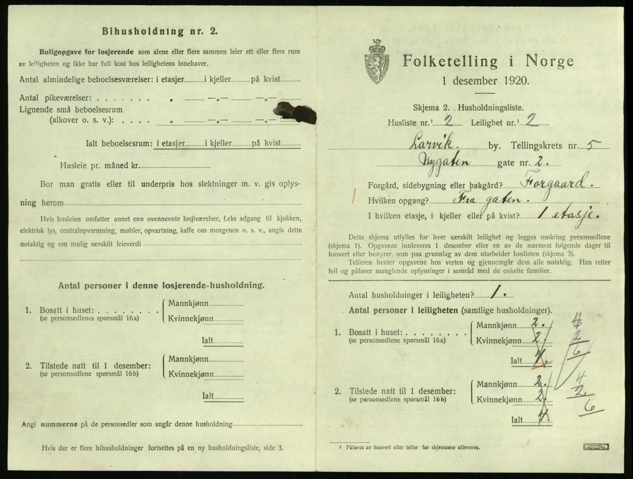 SAKO, 1920 census for Larvik, 1920, p. 4866