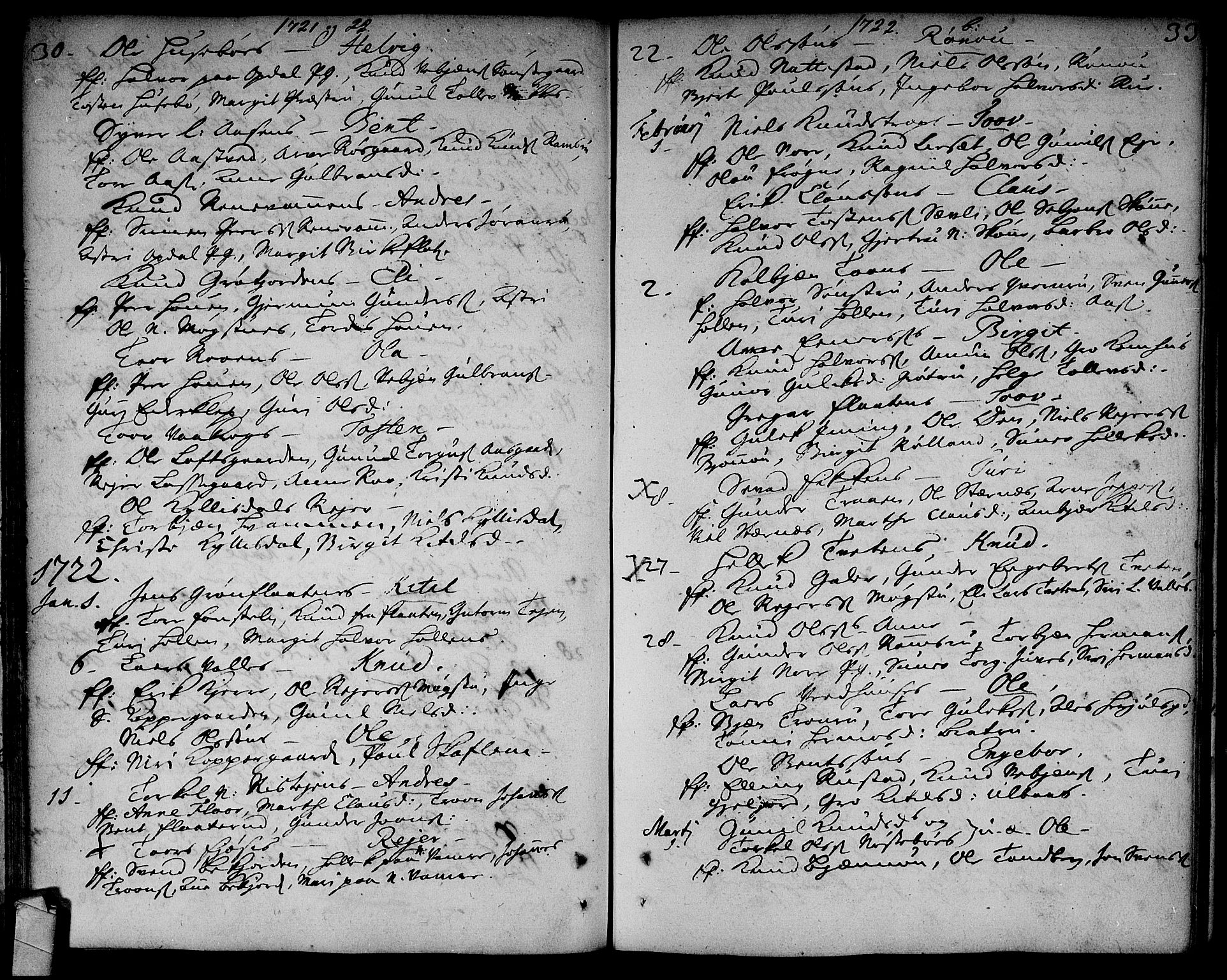 Rollag kirkebøker, SAKO/A-240/F/Fa/L0002: Parish register (official) no. I 2, 1714-1742, p. 33