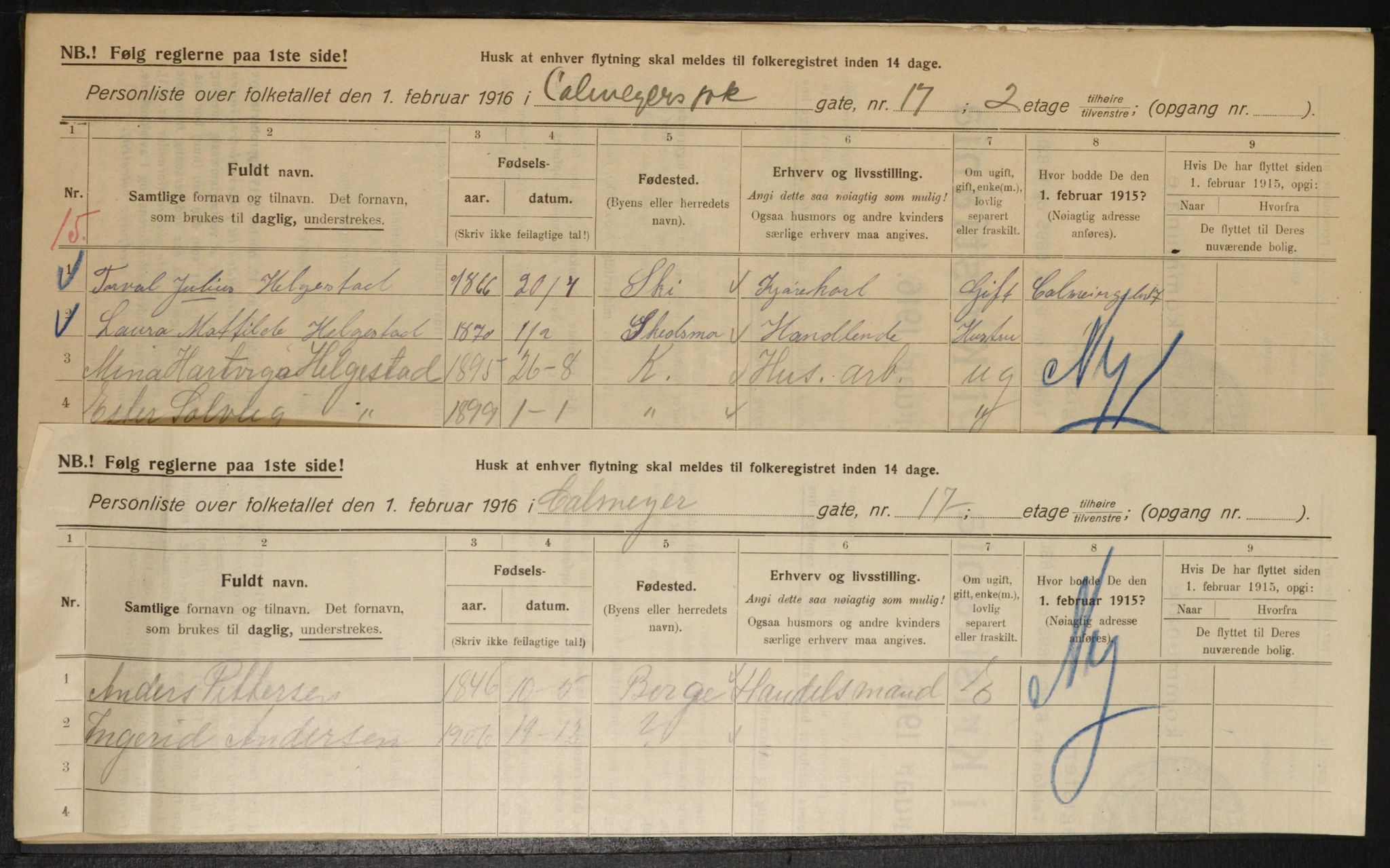 OBA, Municipal Census 1916 for Kristiania, 1916, p. 11608