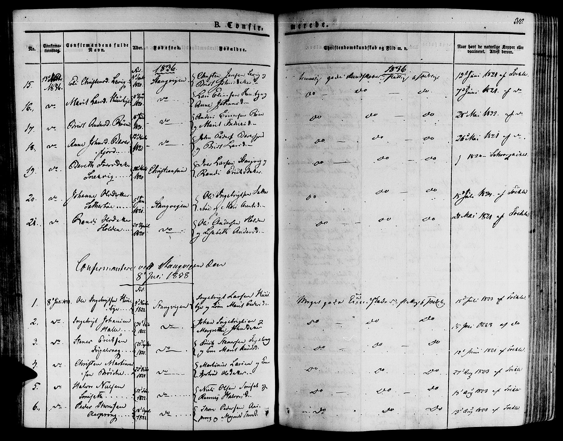 Ministerialprotokoller, klokkerbøker og fødselsregistre - Møre og Romsdal, SAT/A-1454/592/L1024: Parish register (official) no. 592A03 /1, 1831-1849, p. 310