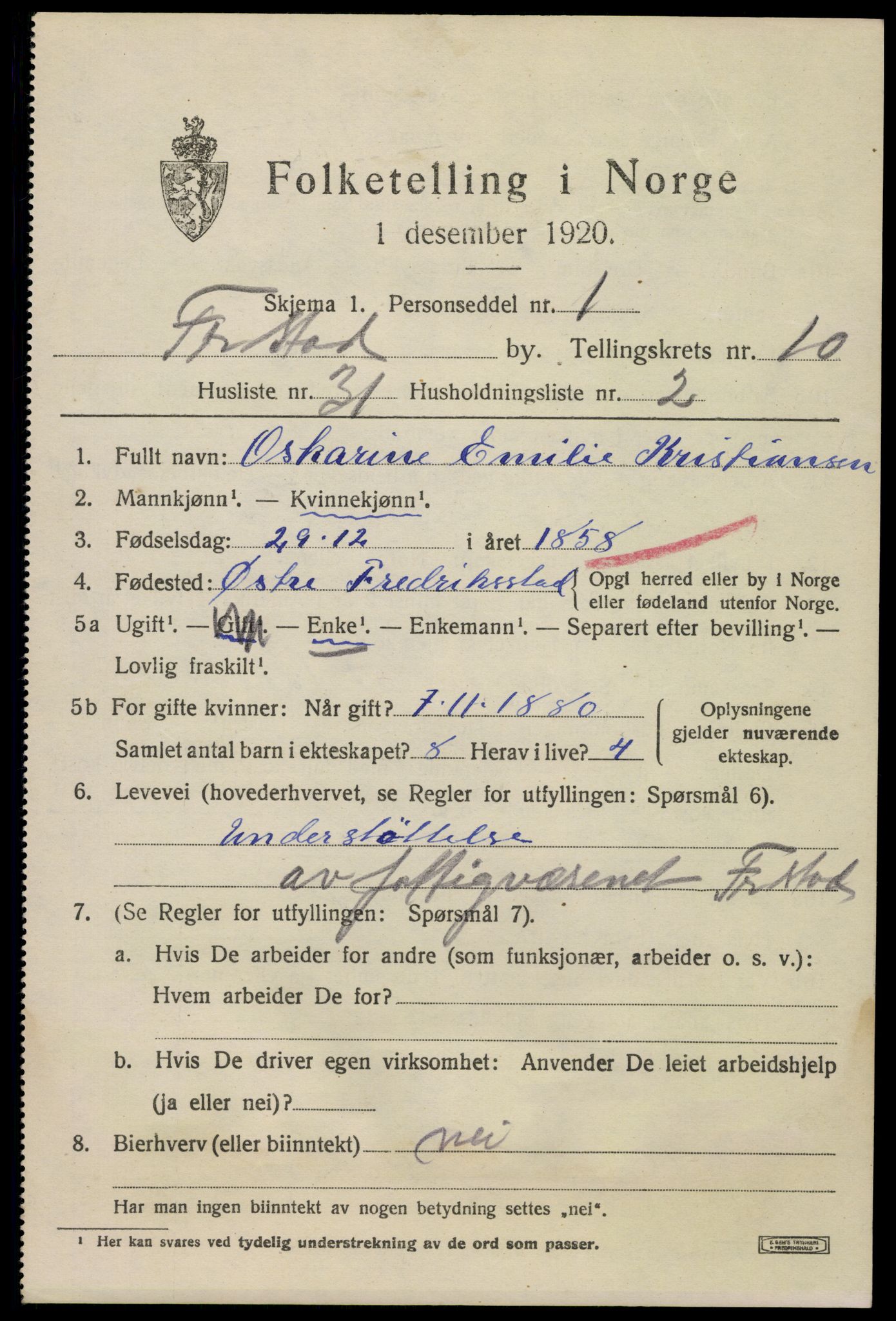 SAO, 1920 census for Fredrikstad, 1920, p. 27369