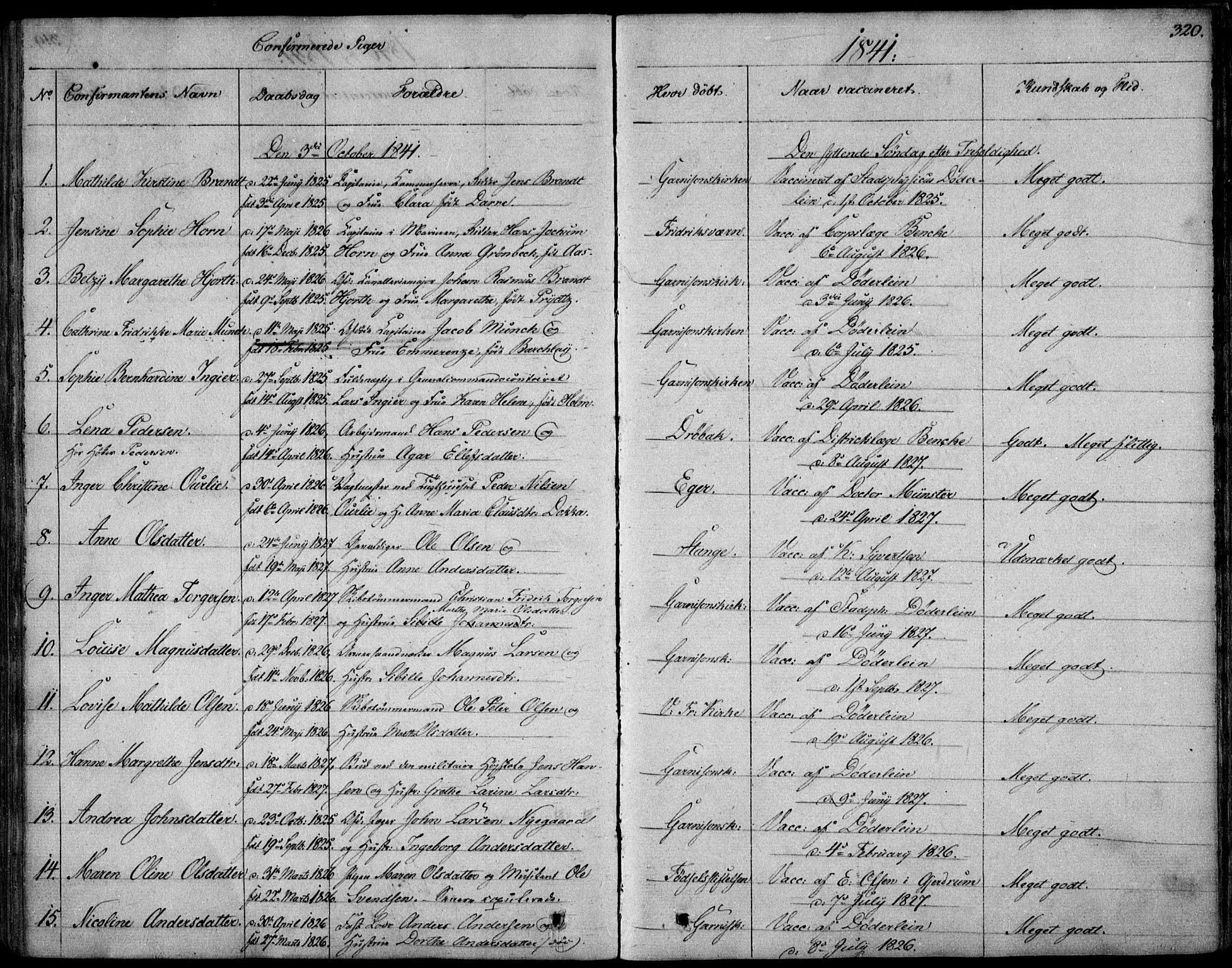 Garnisonsmenigheten Kirkebøker, SAO/A-10846/F/Fa/L0006: Parish register (official) no. 6, 1828-1841, p. 320