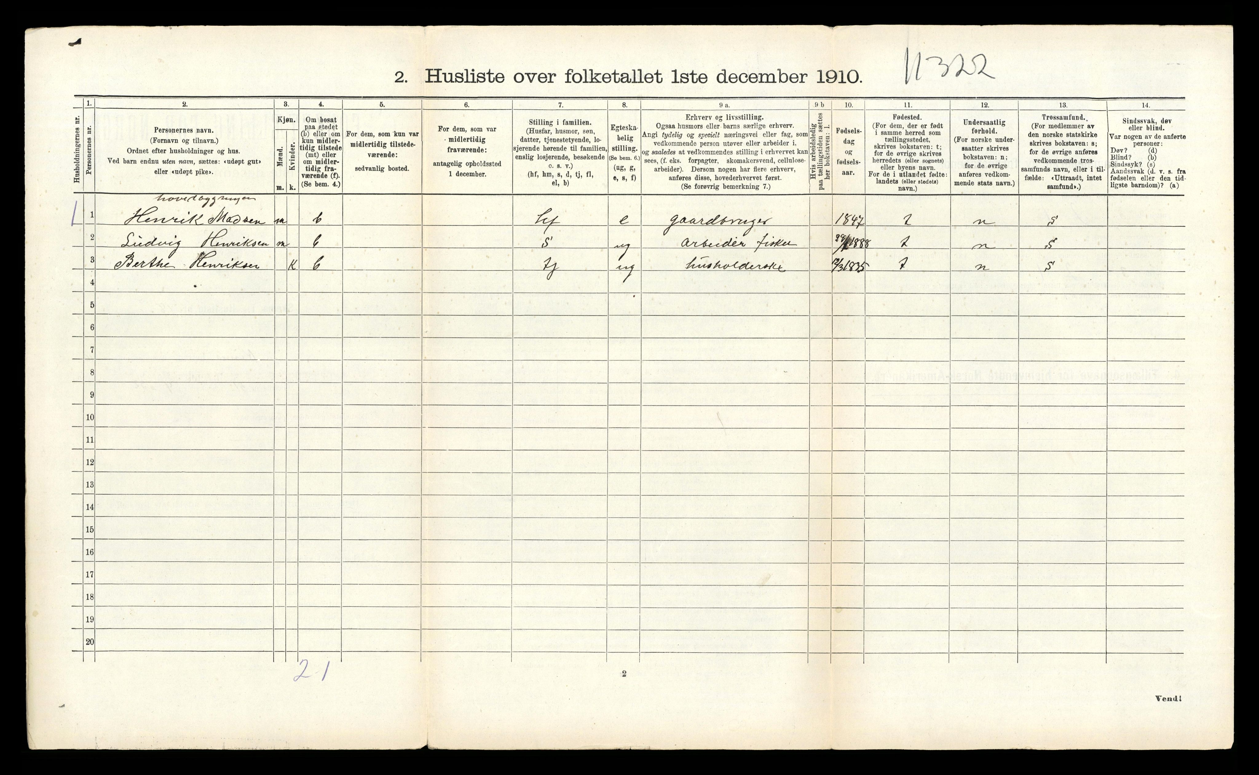 RA, 1910 census for Kinn, 1910, p. 1003