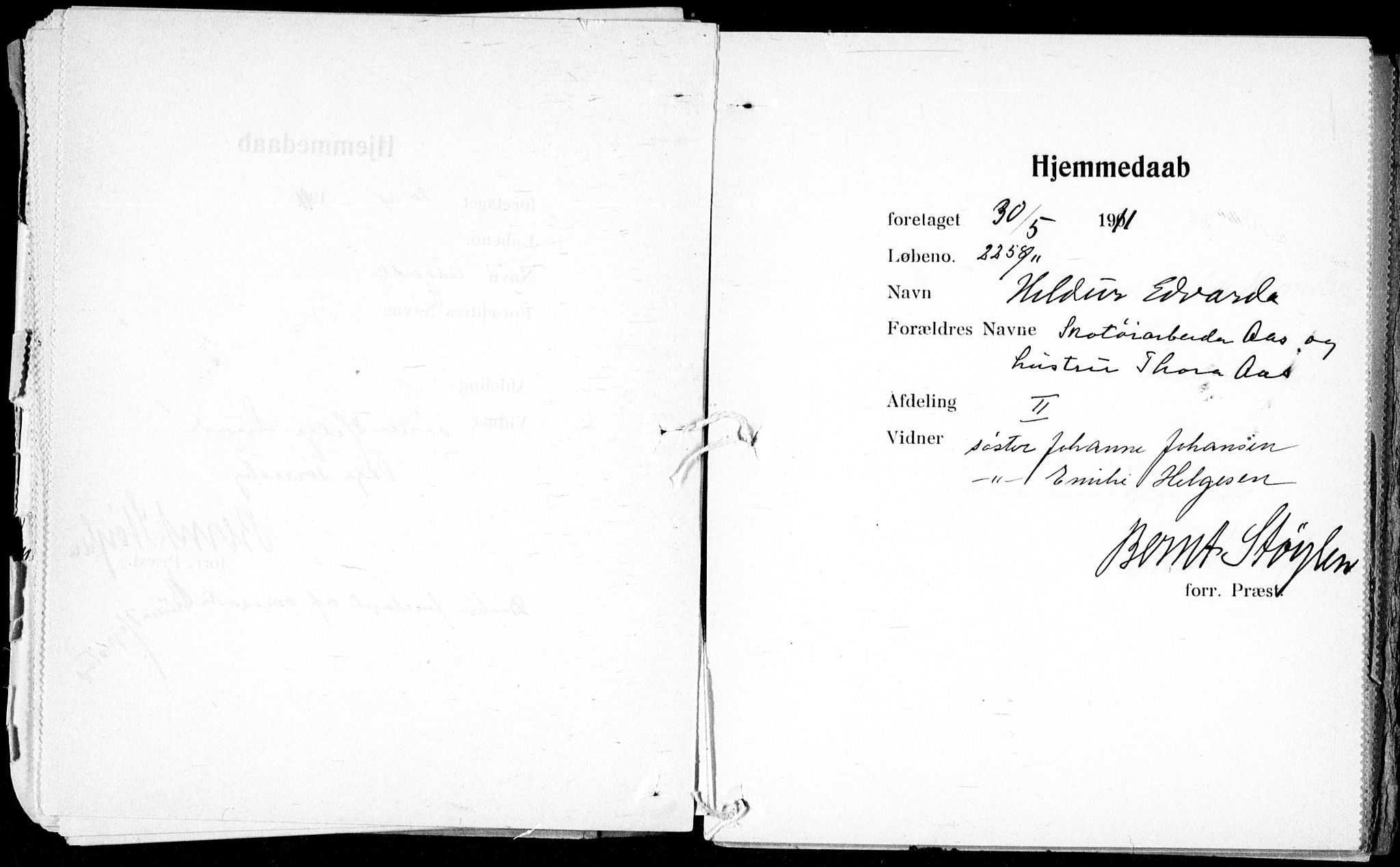 Ullevål sykehus prestekontor Kirkebøker, AV/SAO-A-10542a/K/Ka/L0001: Baptism register no. 1, 1906-1914