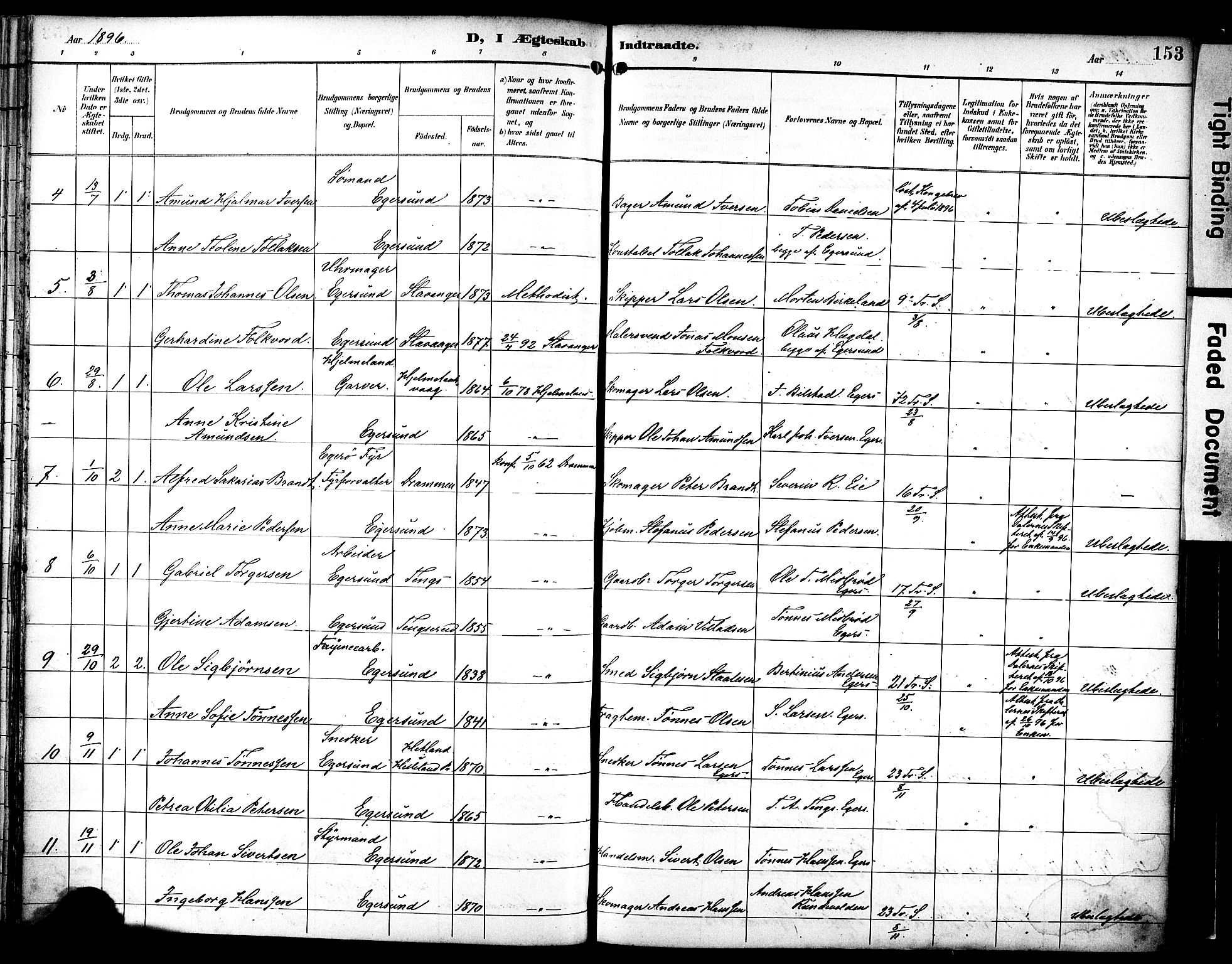 Eigersund sokneprestkontor, AV/SAST-A-101807/S08/L0019: Parish register (official) no. A 18, 1892-1905, p. 153