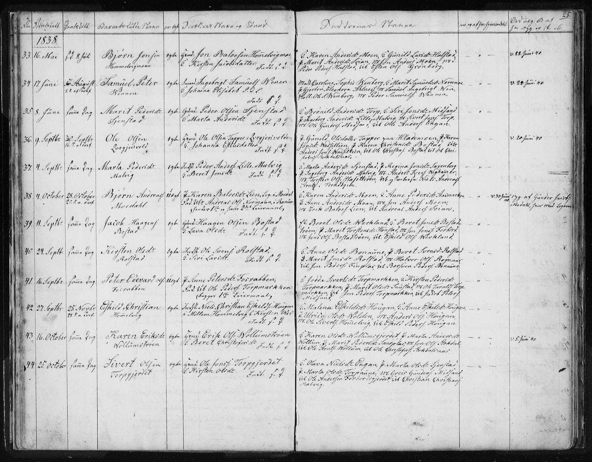 Ministerialprotokoller, klokkerbøker og fødselsregistre - Sør-Trøndelag, AV/SAT-A-1456/616/L0405: Parish register (official) no. 616A02, 1831-1842, p. 25