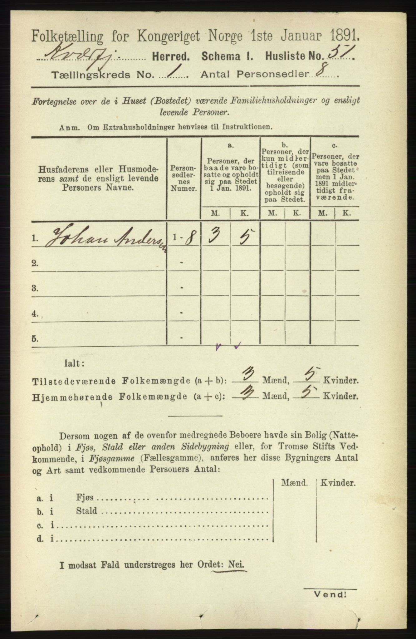 RA, 1891 census for 1911 Kvæfjord, 1891, p. 71