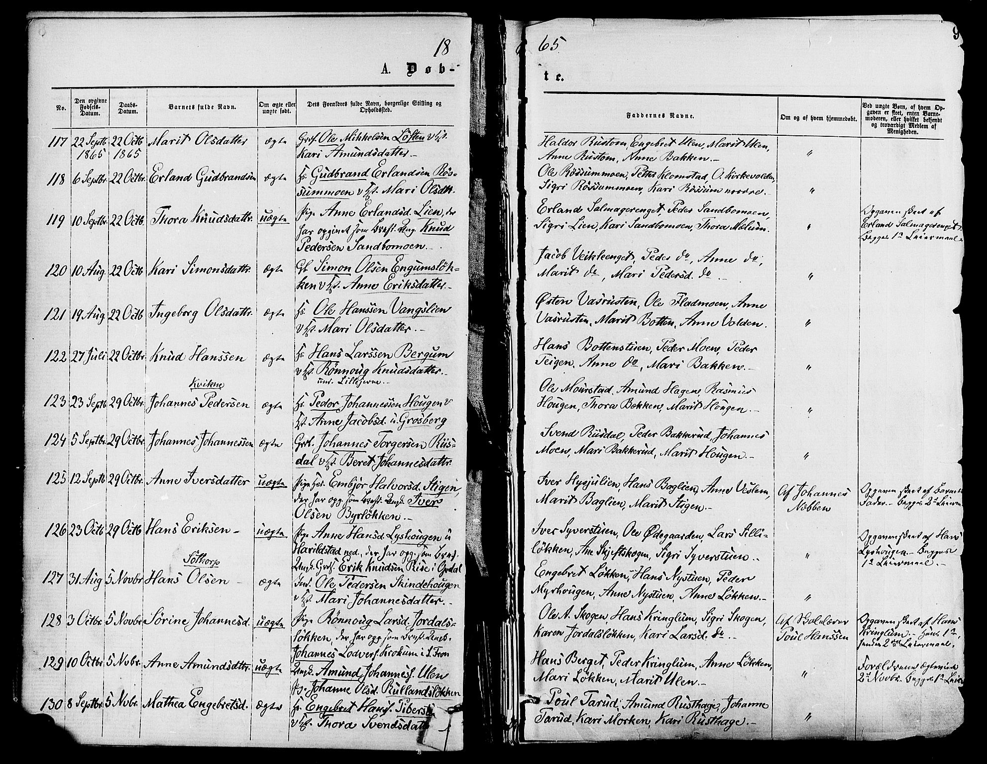 Nord-Fron prestekontor, AV/SAH-PREST-080/H/Ha/Haa/L0002: Parish register (official) no. 2, 1865-1883, p. 9