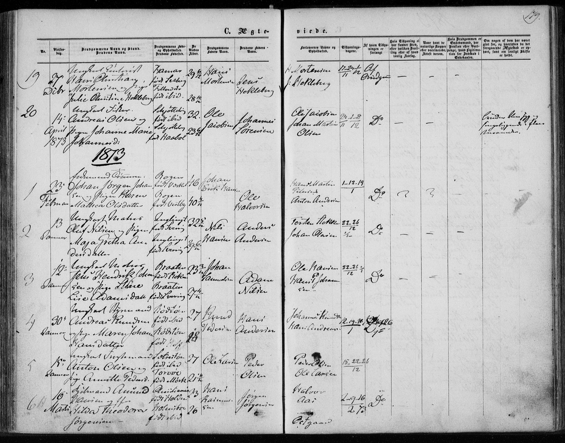 Hurum kirkebøker, AV/SAKO-A-229/F/Fa/L0012: Parish register (official) no. 12, 1861-1875, p. 179